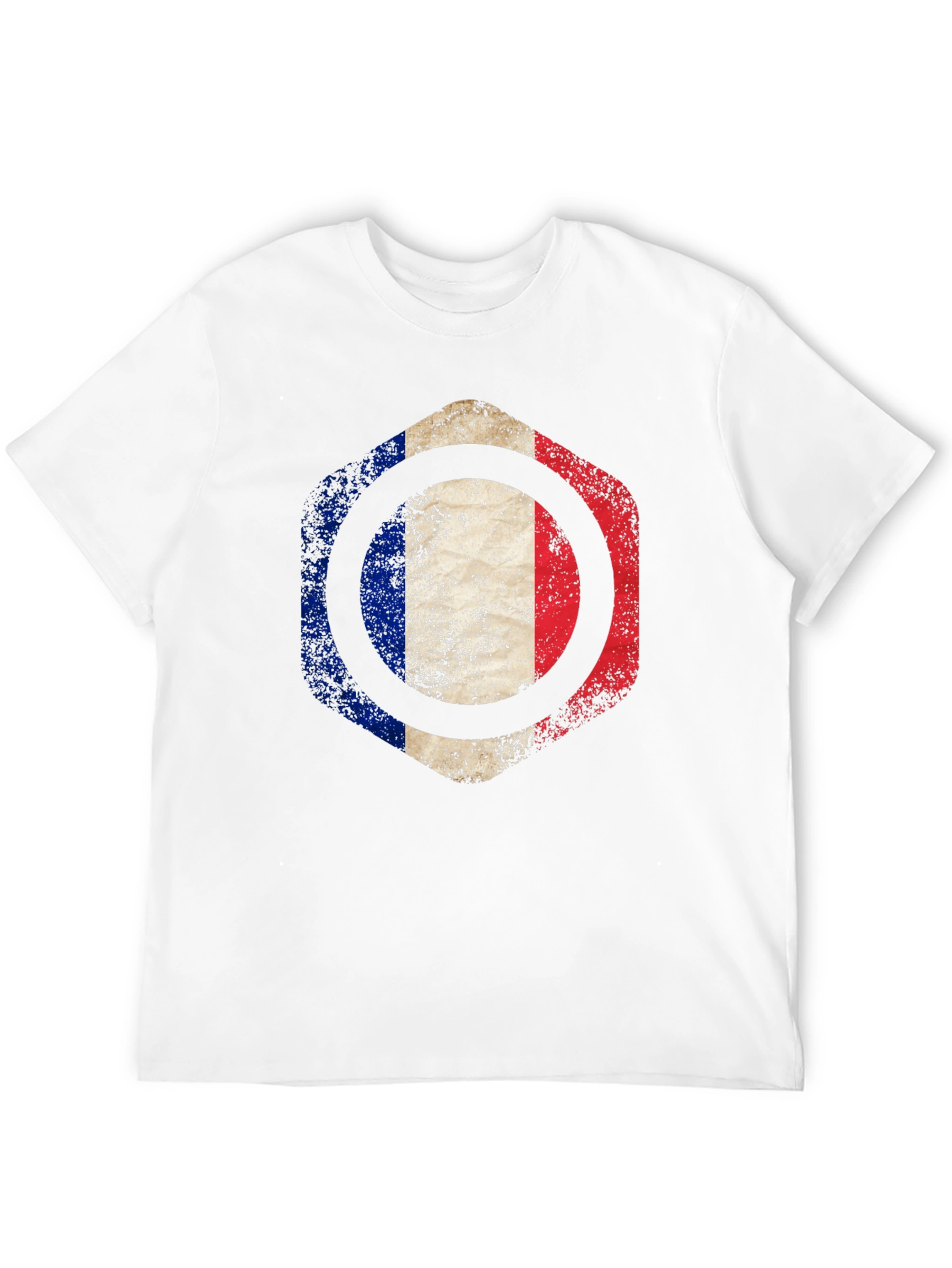 French Flag Graphic T-Shirt - Black Crew Neck Tee