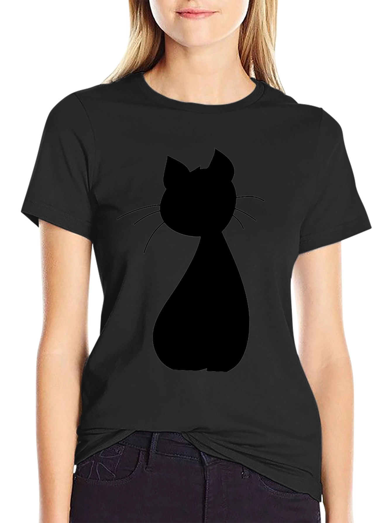 Black Cat Silhouette Graphic Tee - Unisex Casual Shirt