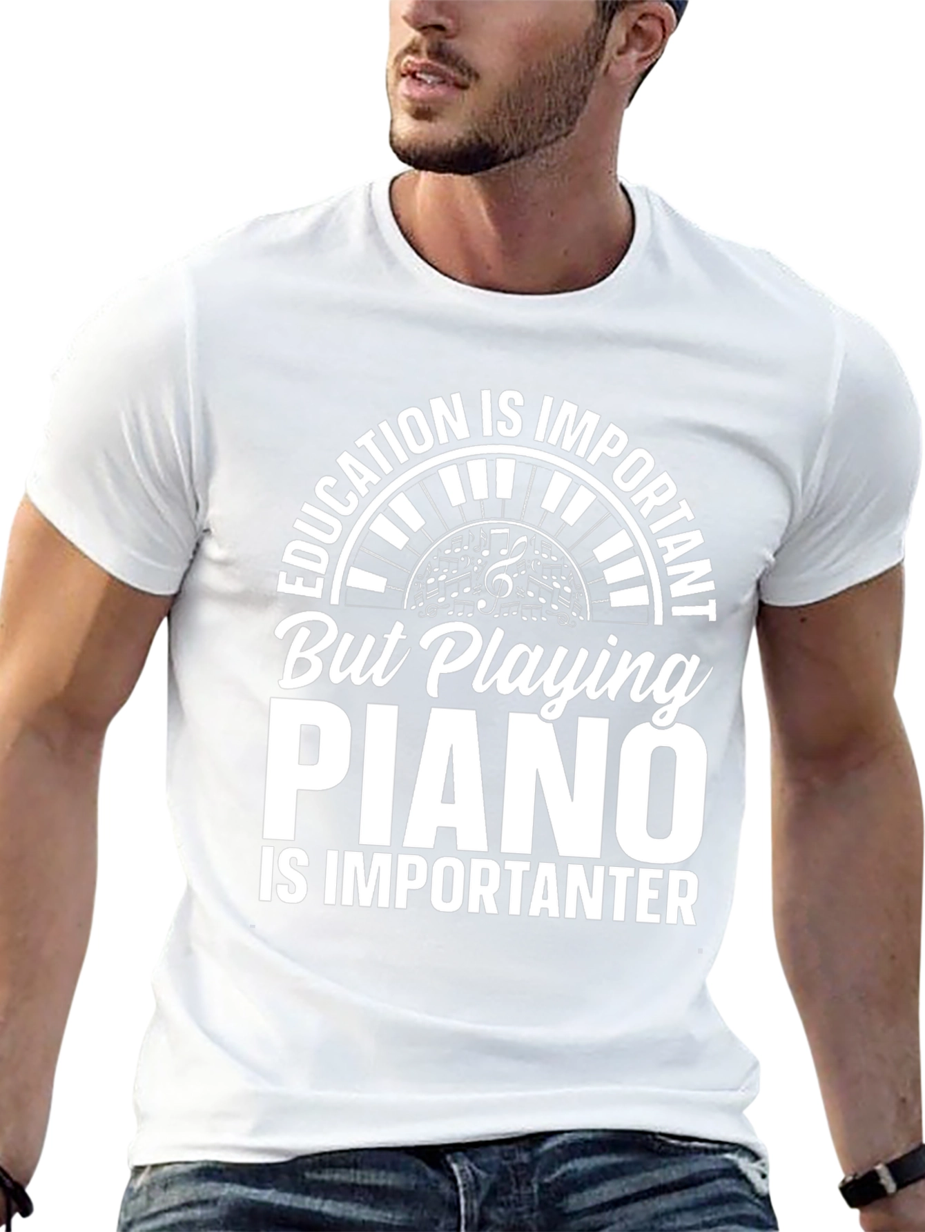 Funny Piano Player T-Shirt: Education is Important Tee