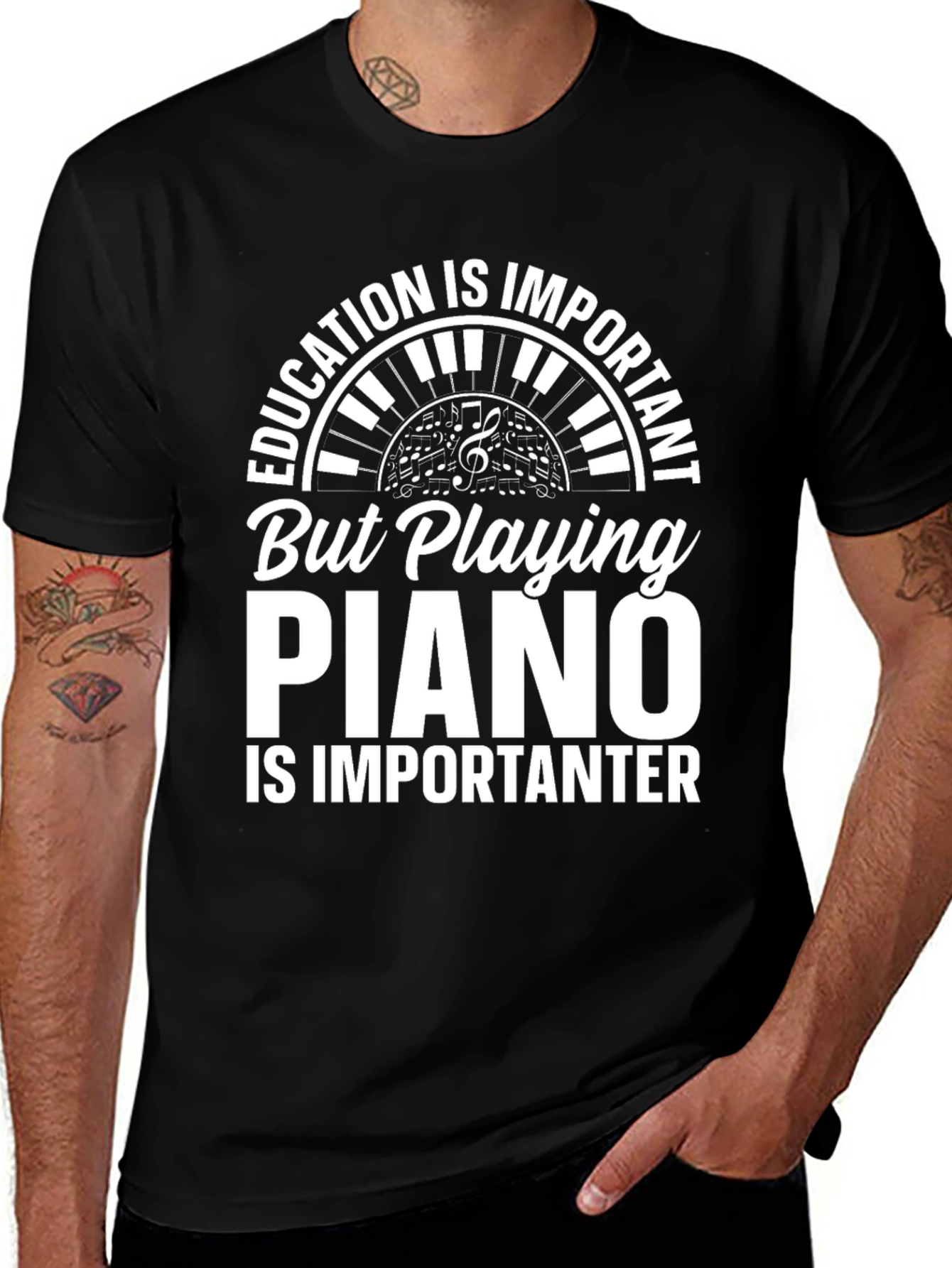 Funny Piano Player T-Shirt: Education is Important Tee
