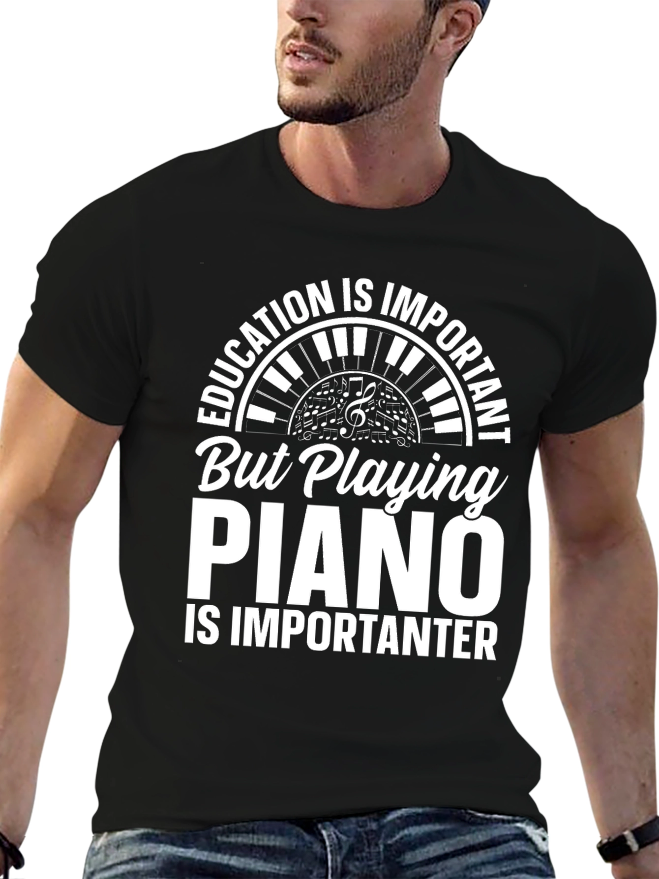 Funny Piano Player T-Shirt: Education is Important Tee