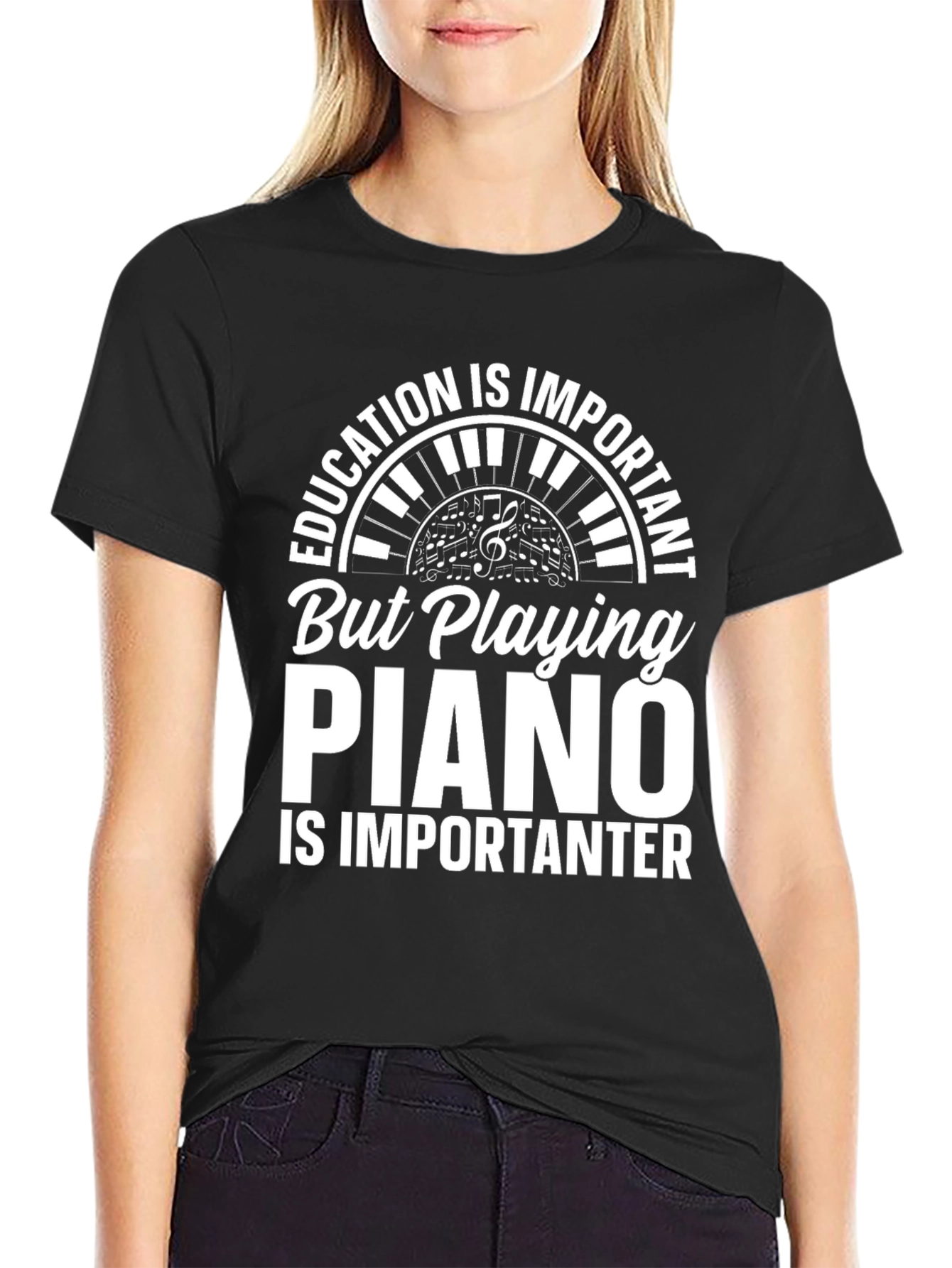 Funny Piano Player T-Shirt: Education is Important Tee