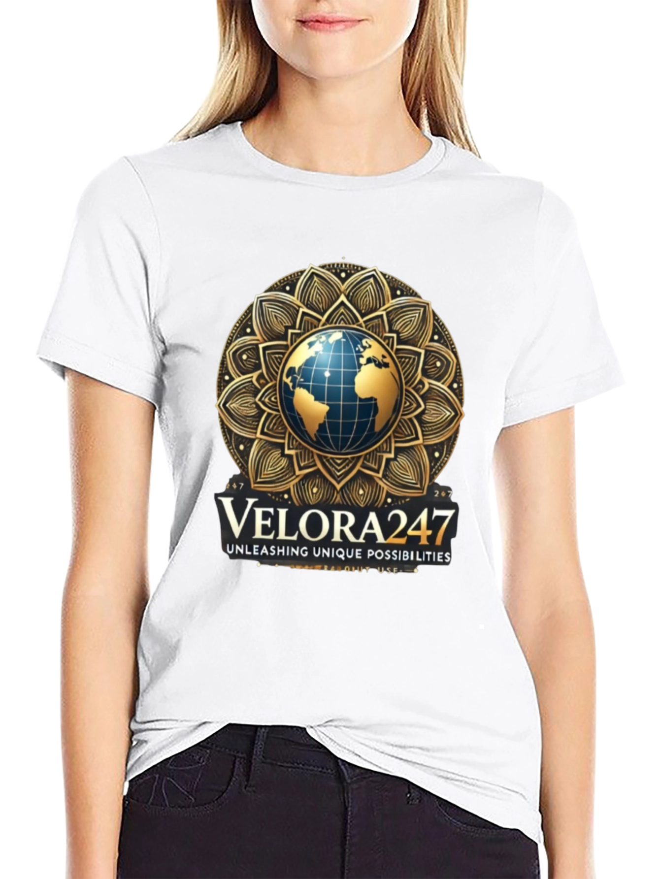 Velora247 Globe Graphic Black T-Shirt