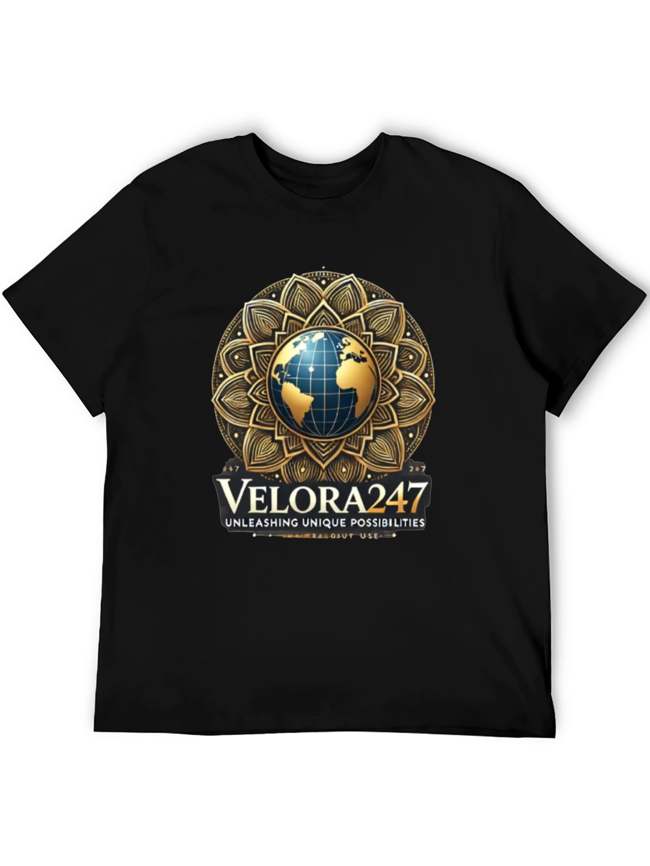 Velora247 Globe Graphic Black T-Shirt