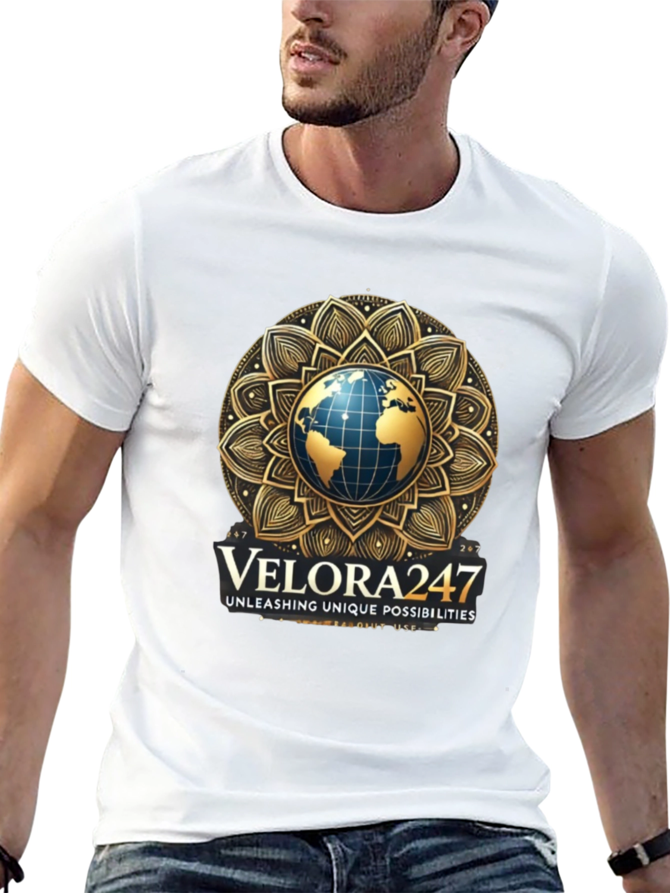 Velora247 Globe Graphic Black T-Shirt