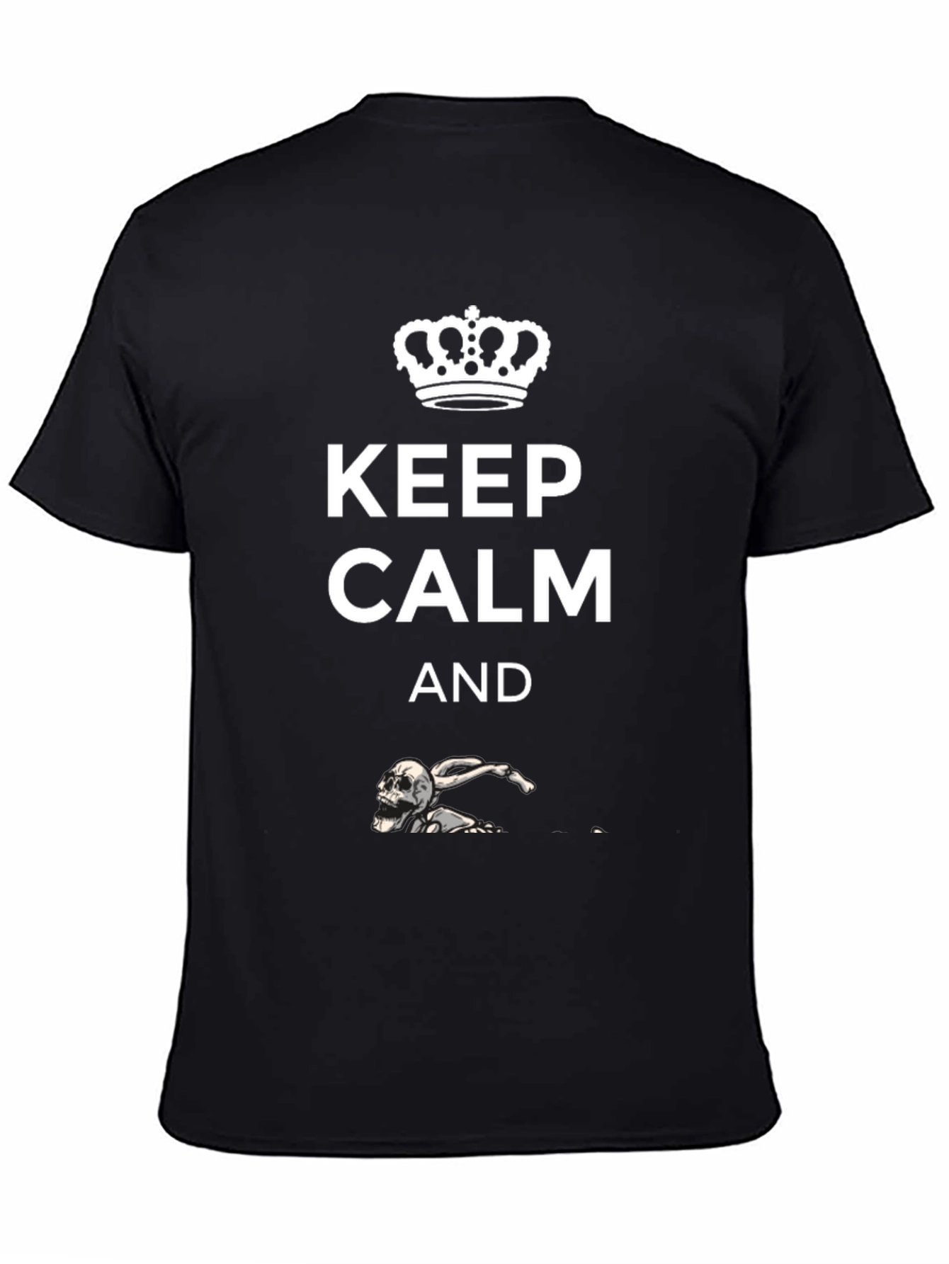 Keep Calm Skeleton Swimmer Black T-Shirt
