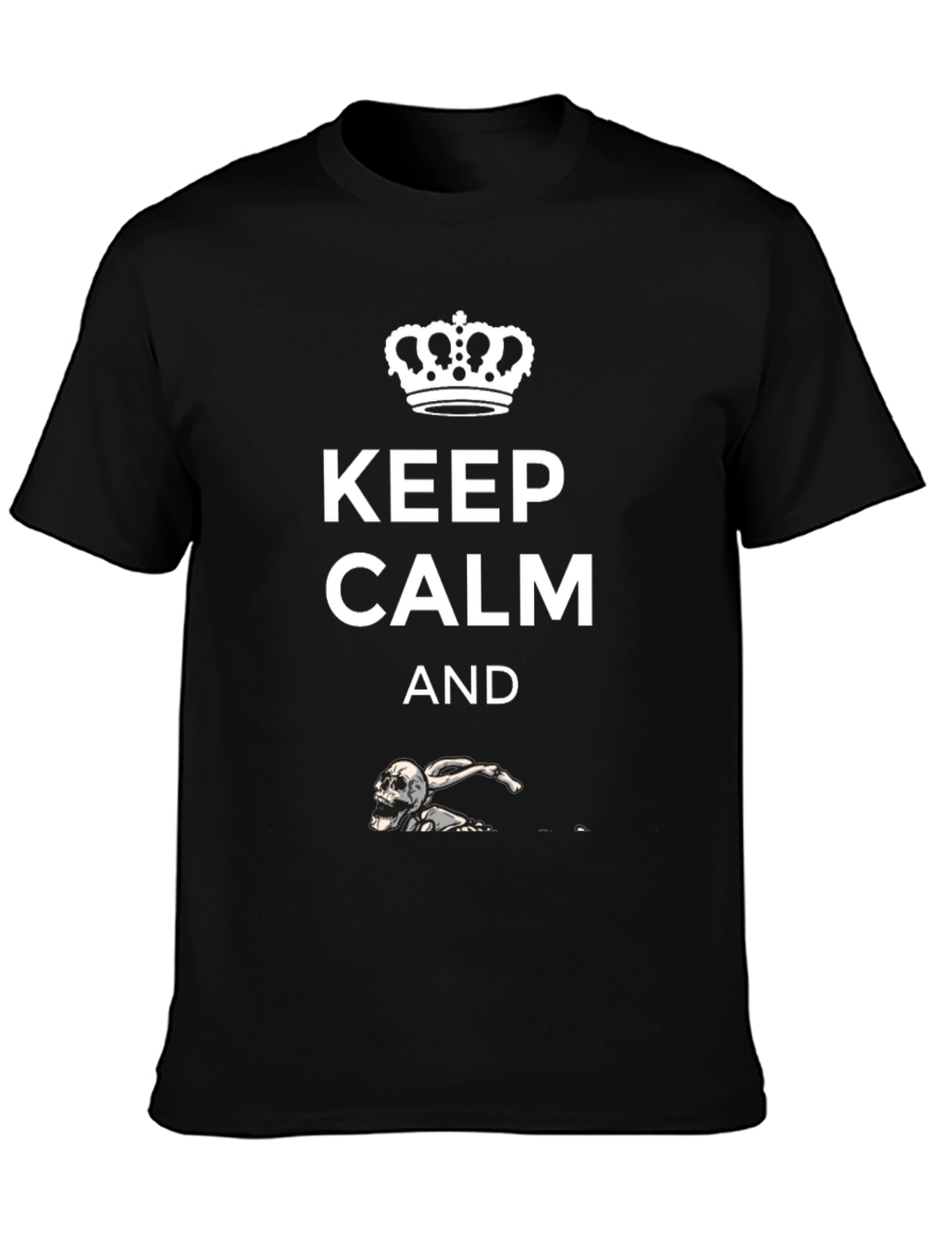 Keep Calm Skeleton Swimmer Black T-Shirt