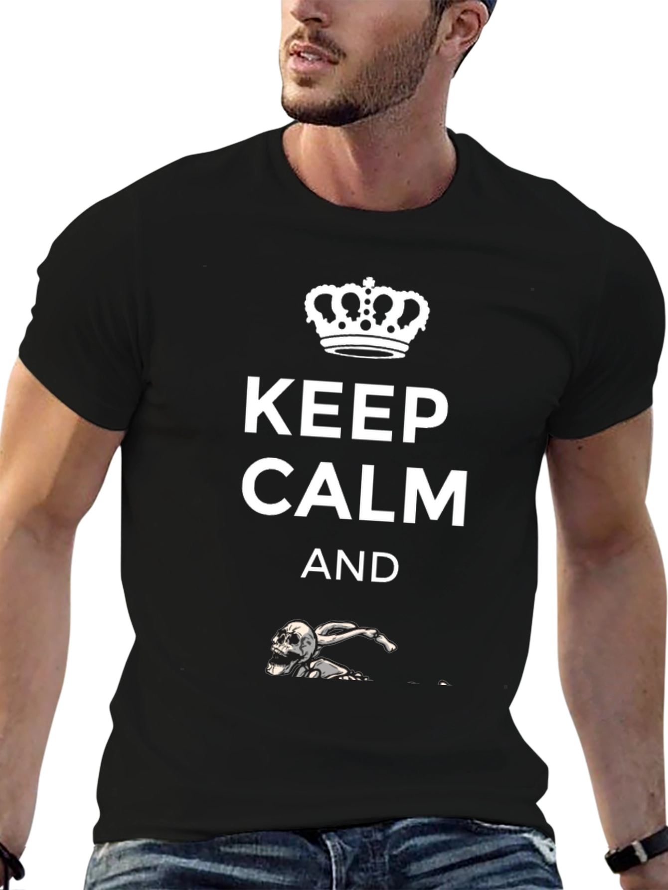 Keep Calm Skeleton Swimmer Black T-Shirt
