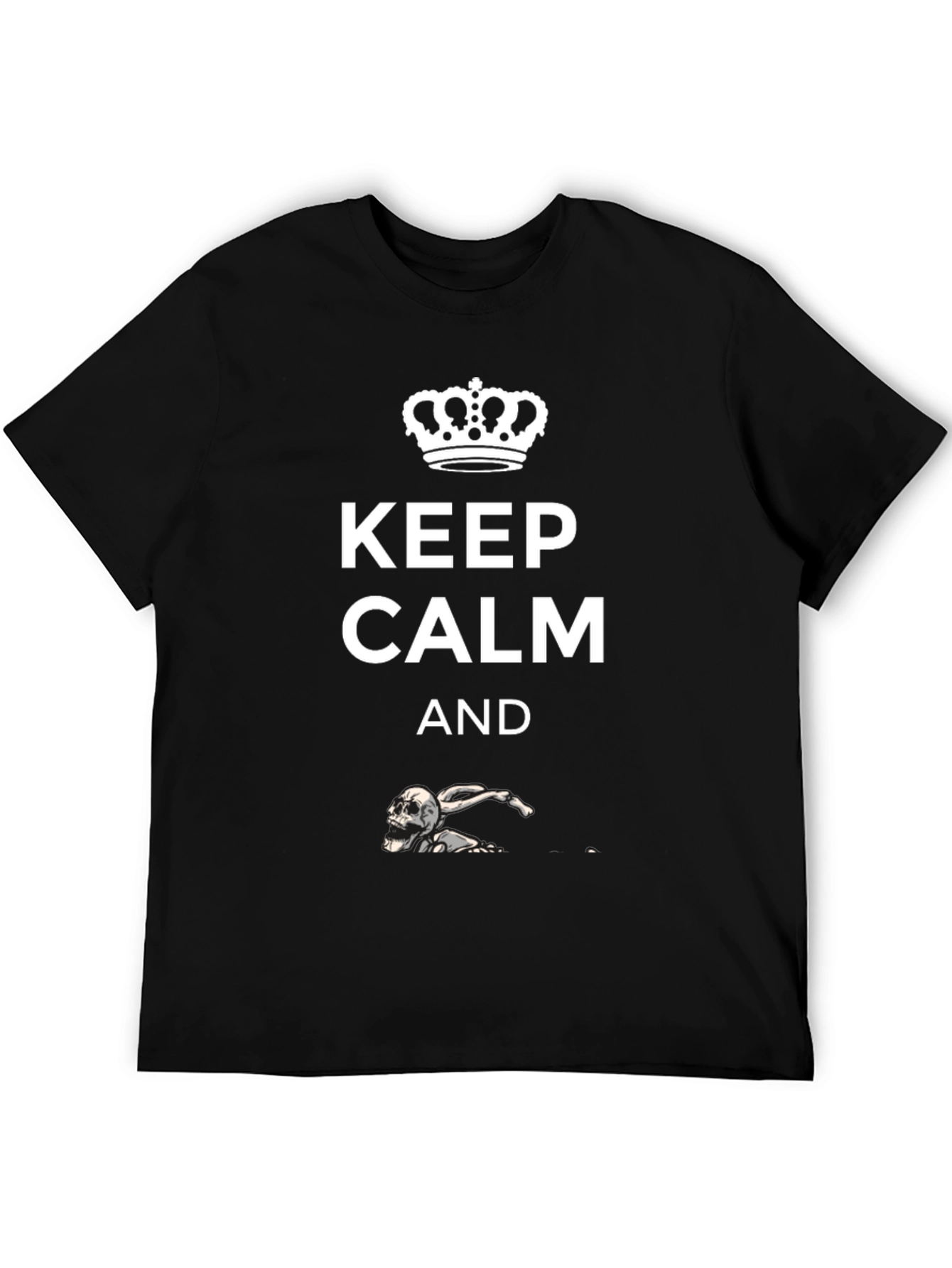 Keep Calm Skeleton Swimmer Black T-Shirt