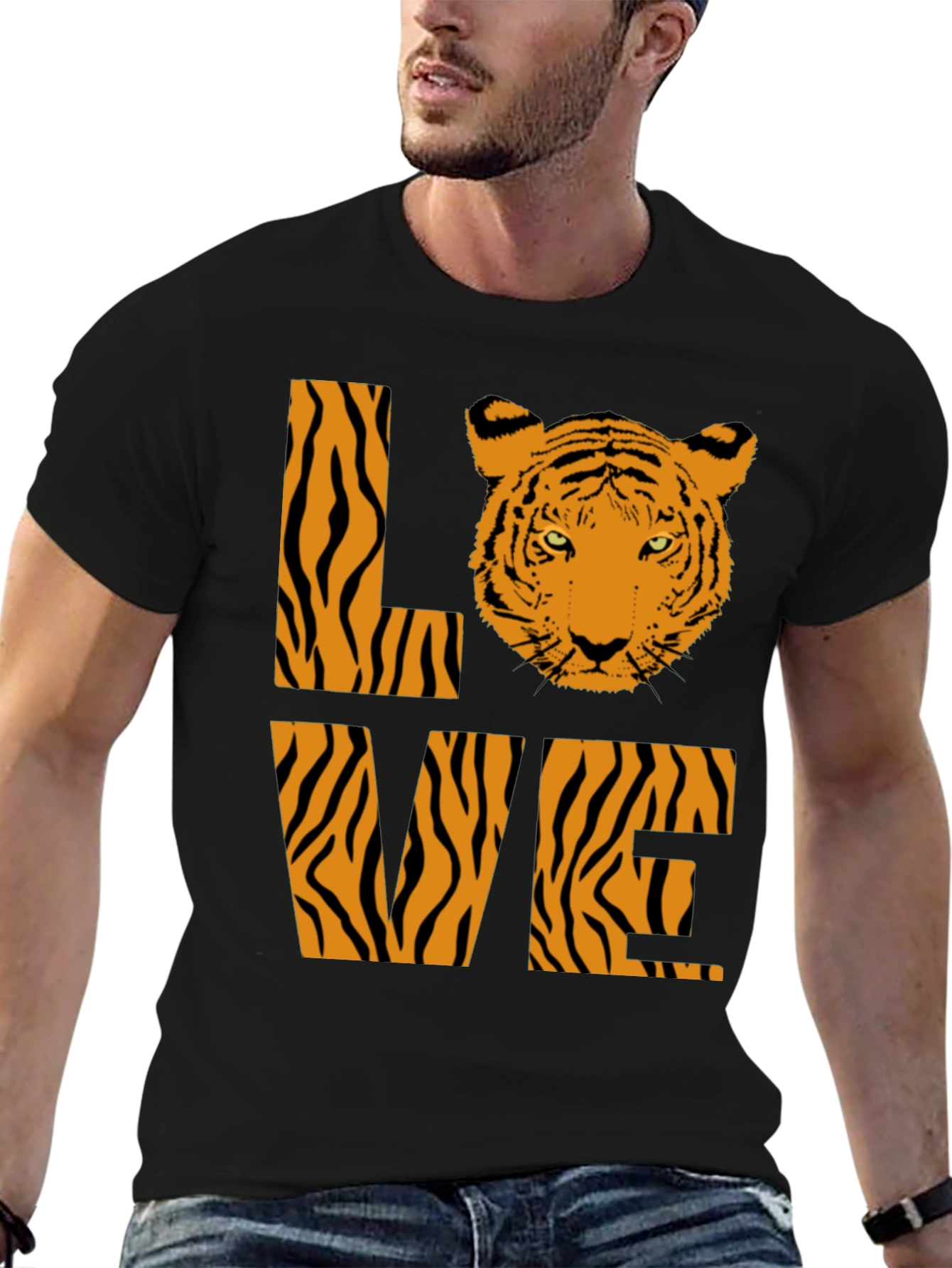 Tiger Love Graphic Tee - Animal Print Mens T-Shirt