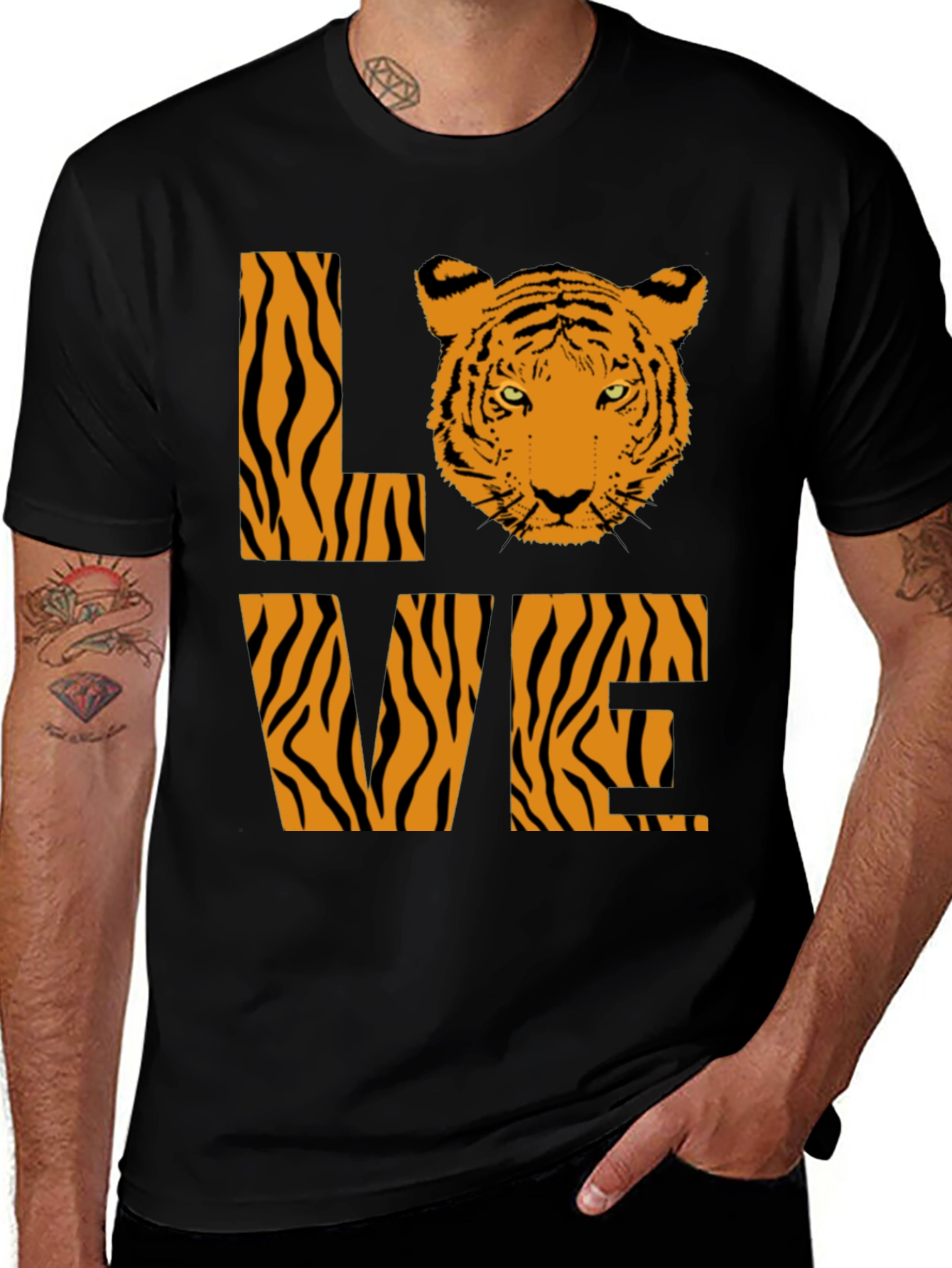 Tiger Love Graphic Tee - Animal Print Mens T-Shirt