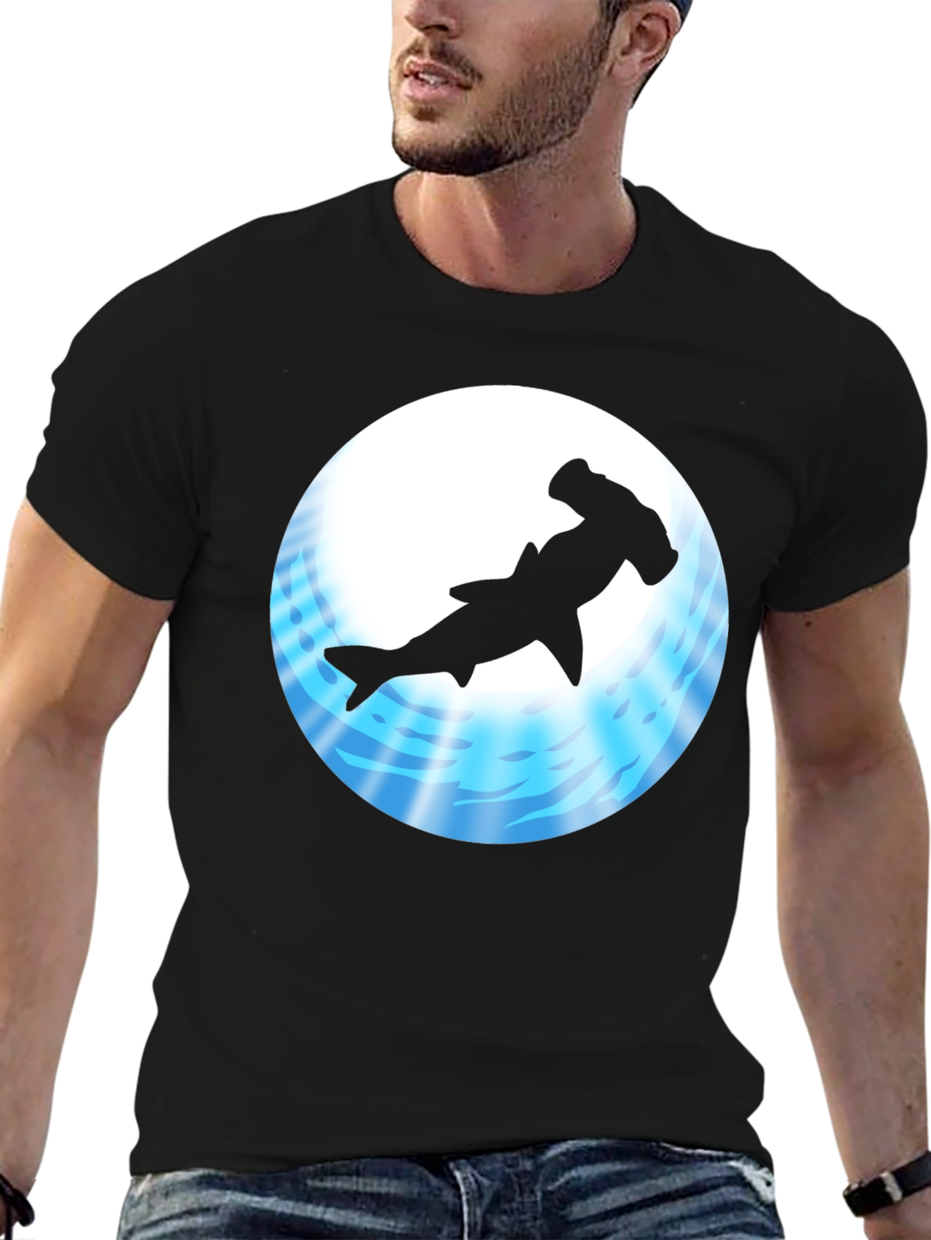 Hammerhead Shark Black T-Shirt - Unique Ocean Design