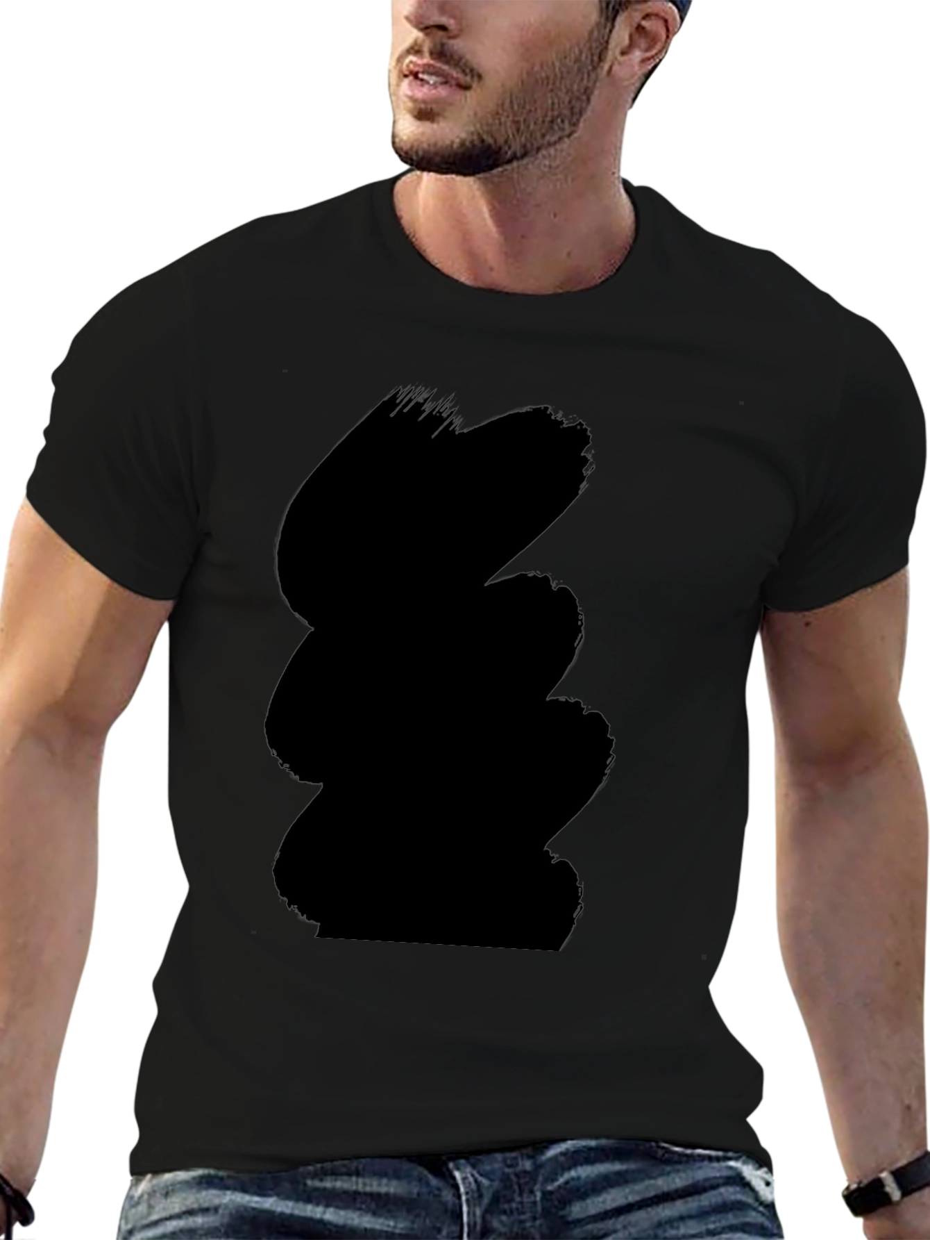 Mens Casual Black Crew Neck T-Shirt