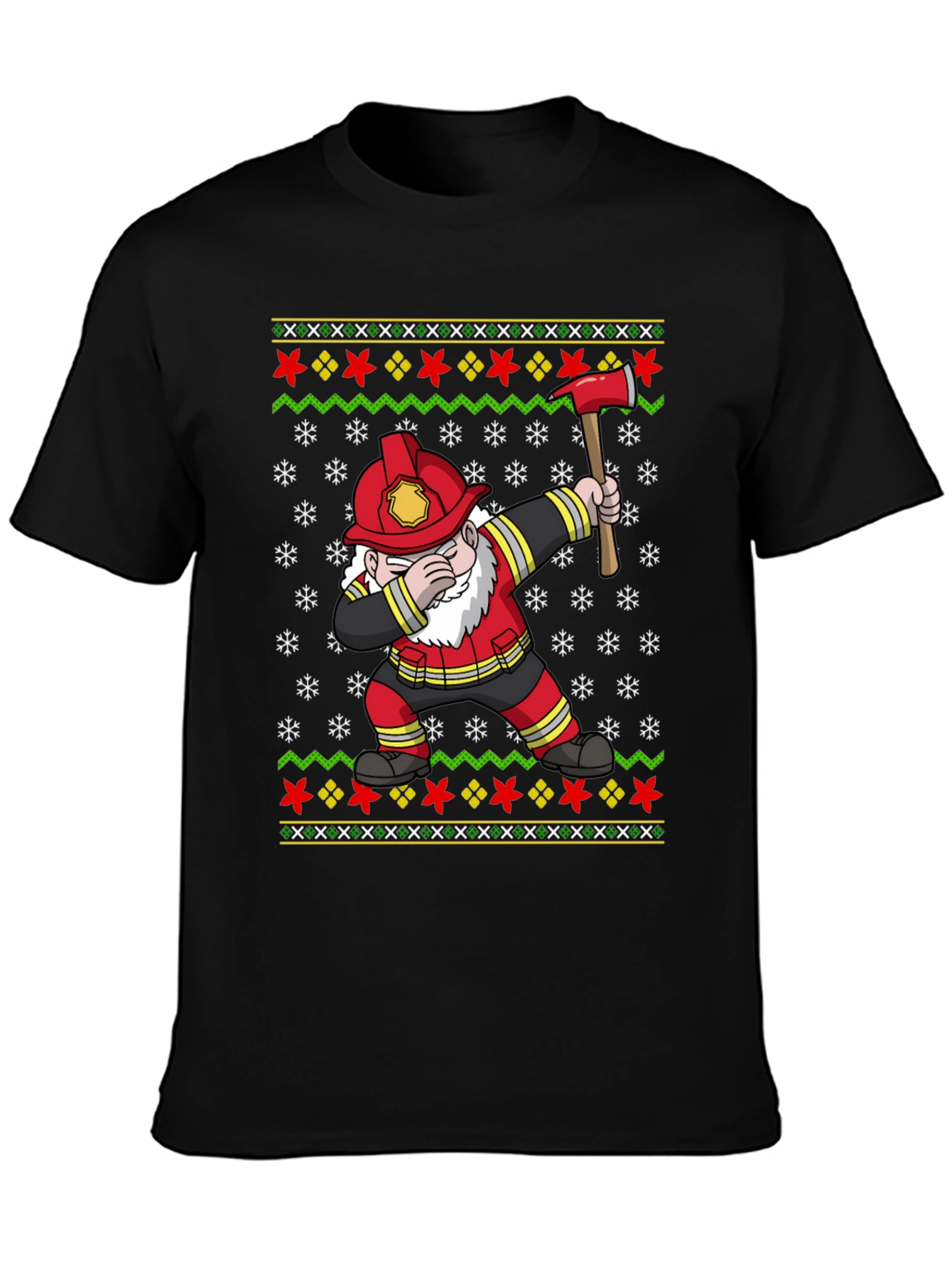 Firefighter Gnome Ugly Christmas Dabbing T-Shirt