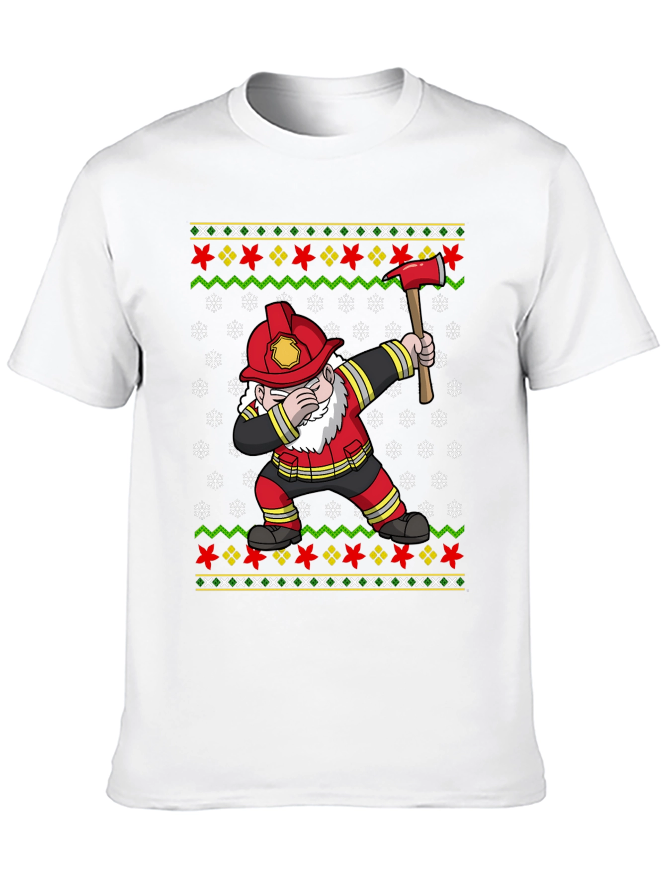 Firefighter Gnome Ugly Christmas Dabbing T-Shirt