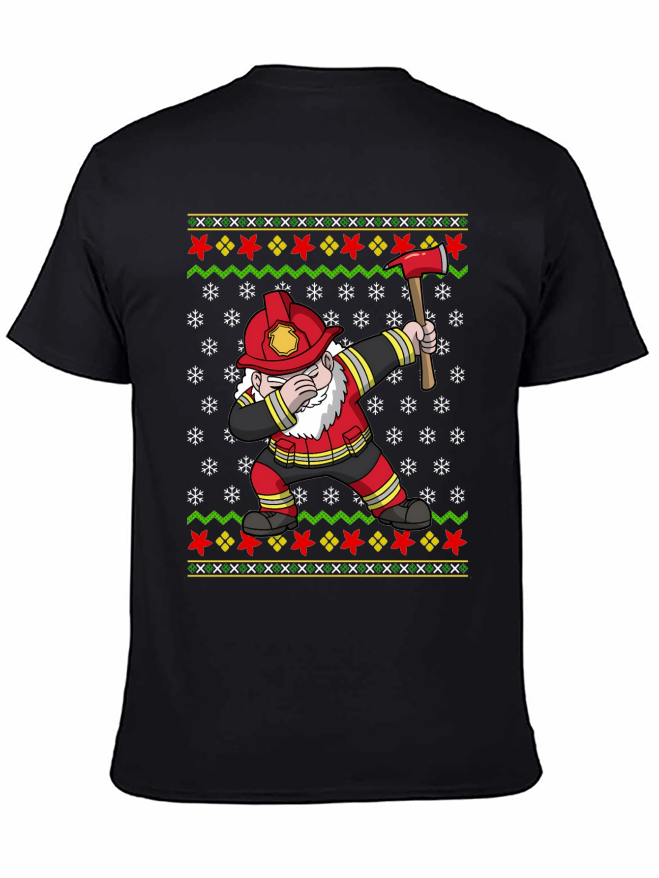 Firefighter Gnome Ugly Christmas Dabbing T-Shirt