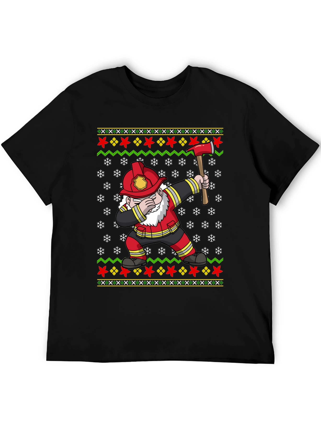 Firefighter Gnome Ugly Christmas Dabbing T-Shirt