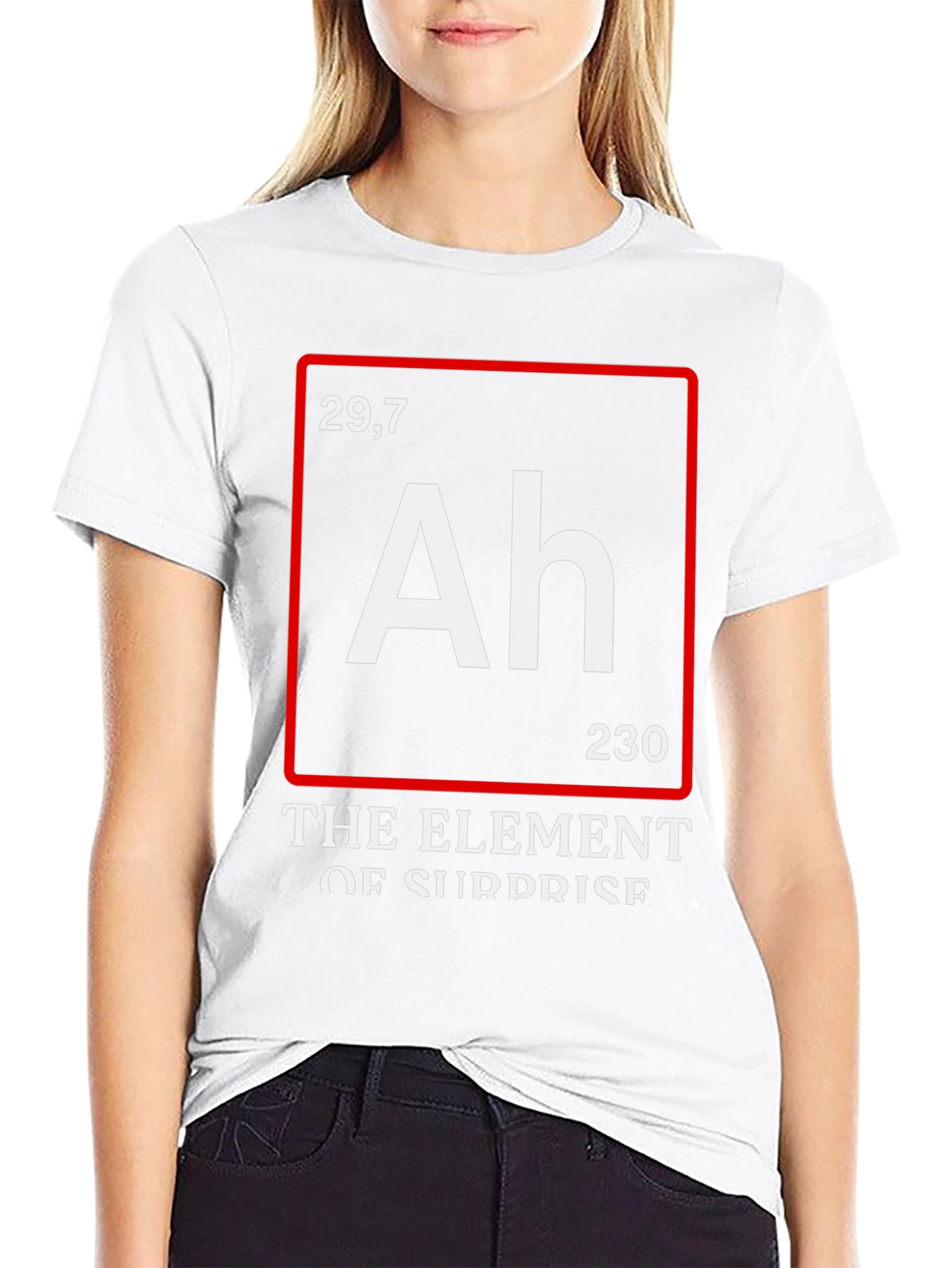 Funny Science T-Shirt: Element of Surprise (Ah)