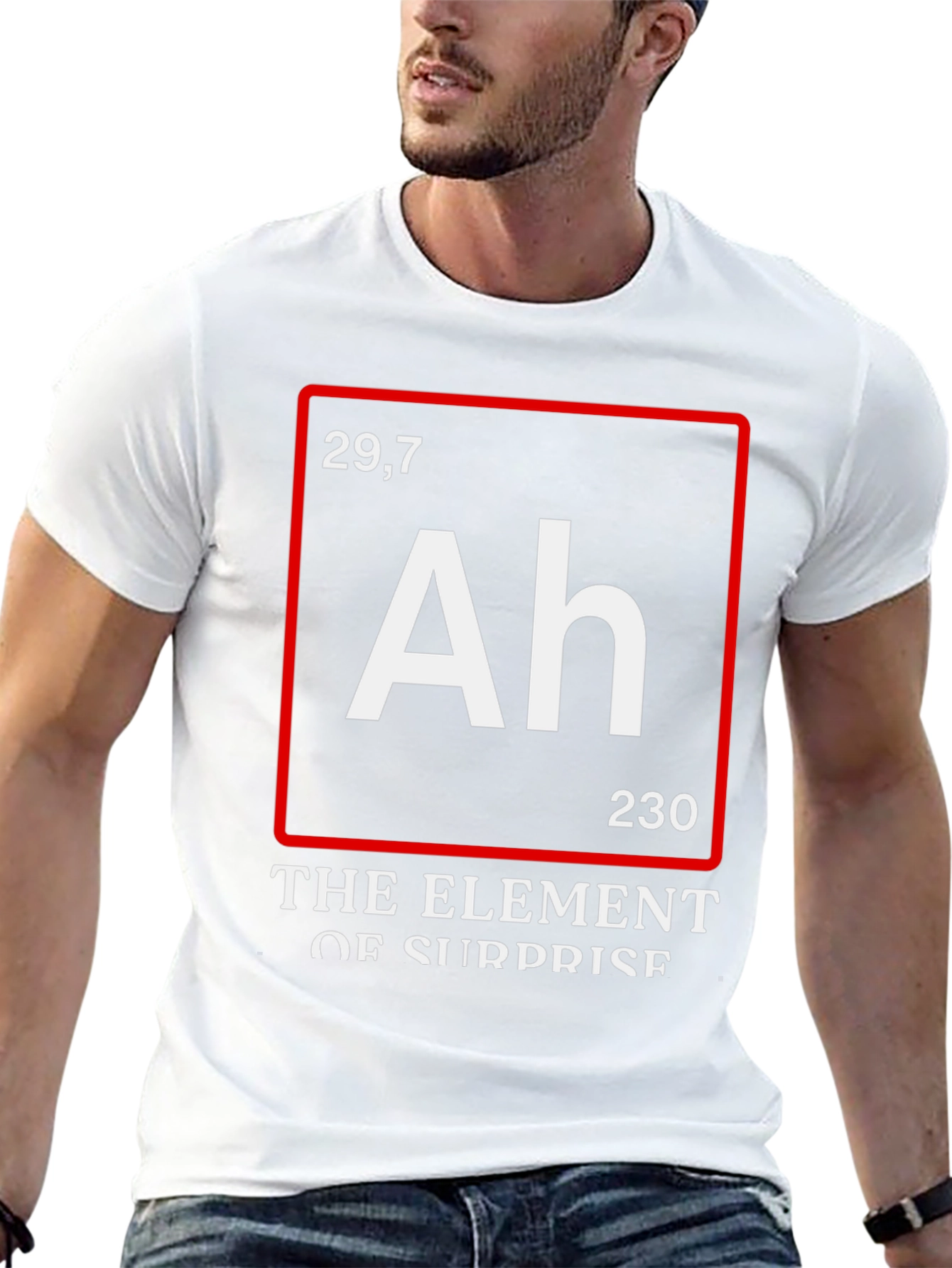 Funny Science T-Shirt: Element of Surprise (Ah)