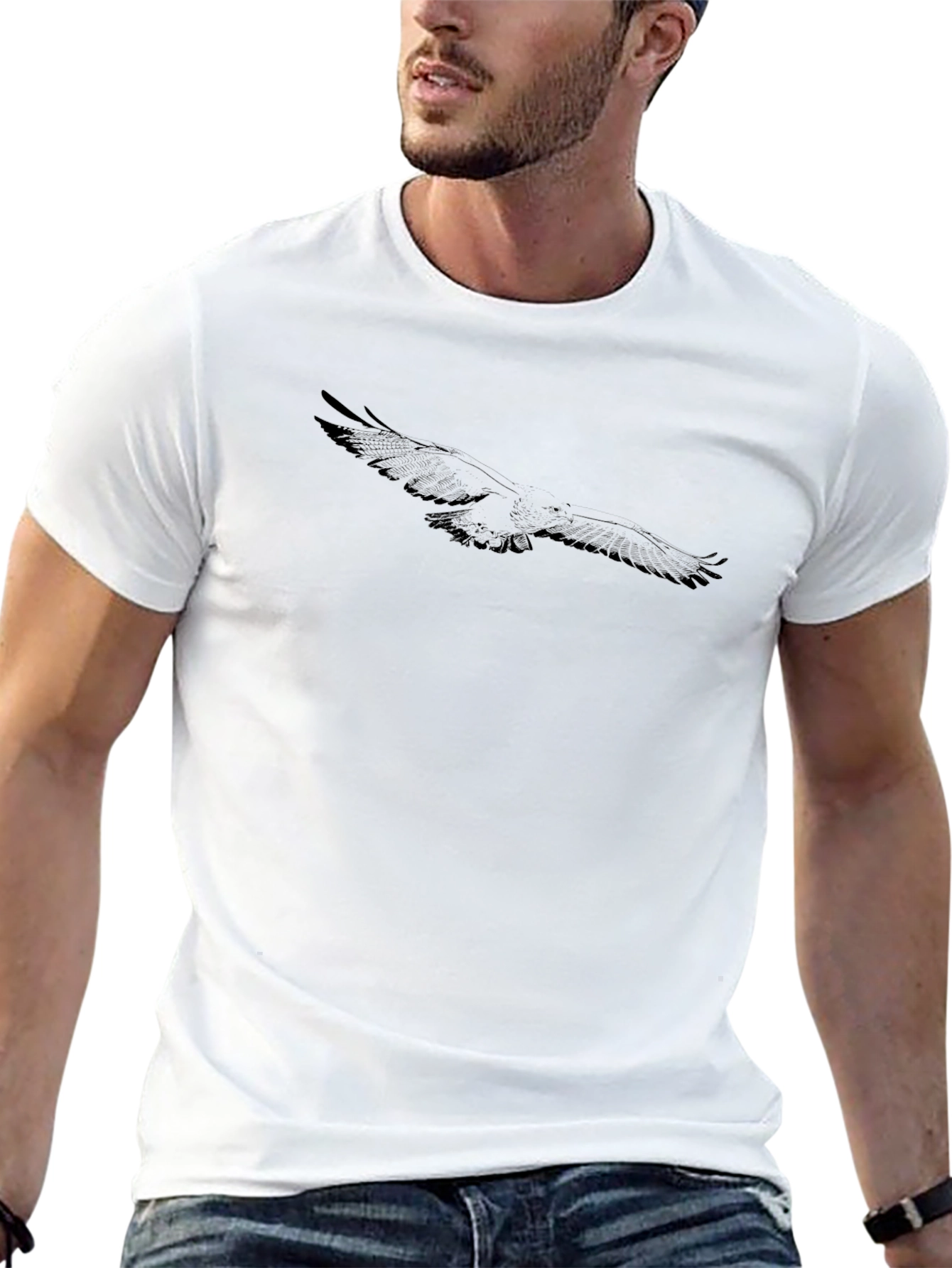 Mens Black Eagle Graphic Tee - Casual Style