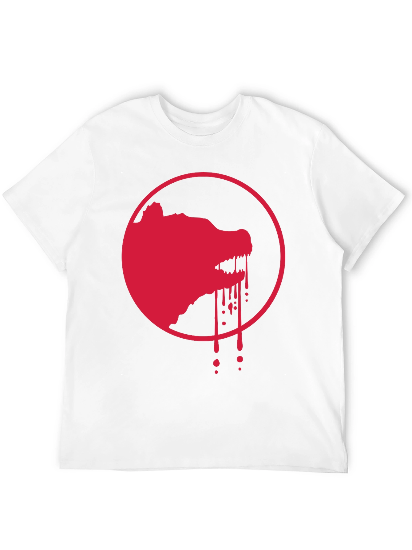 Red Wolf Graphic Print Black T-Shirt