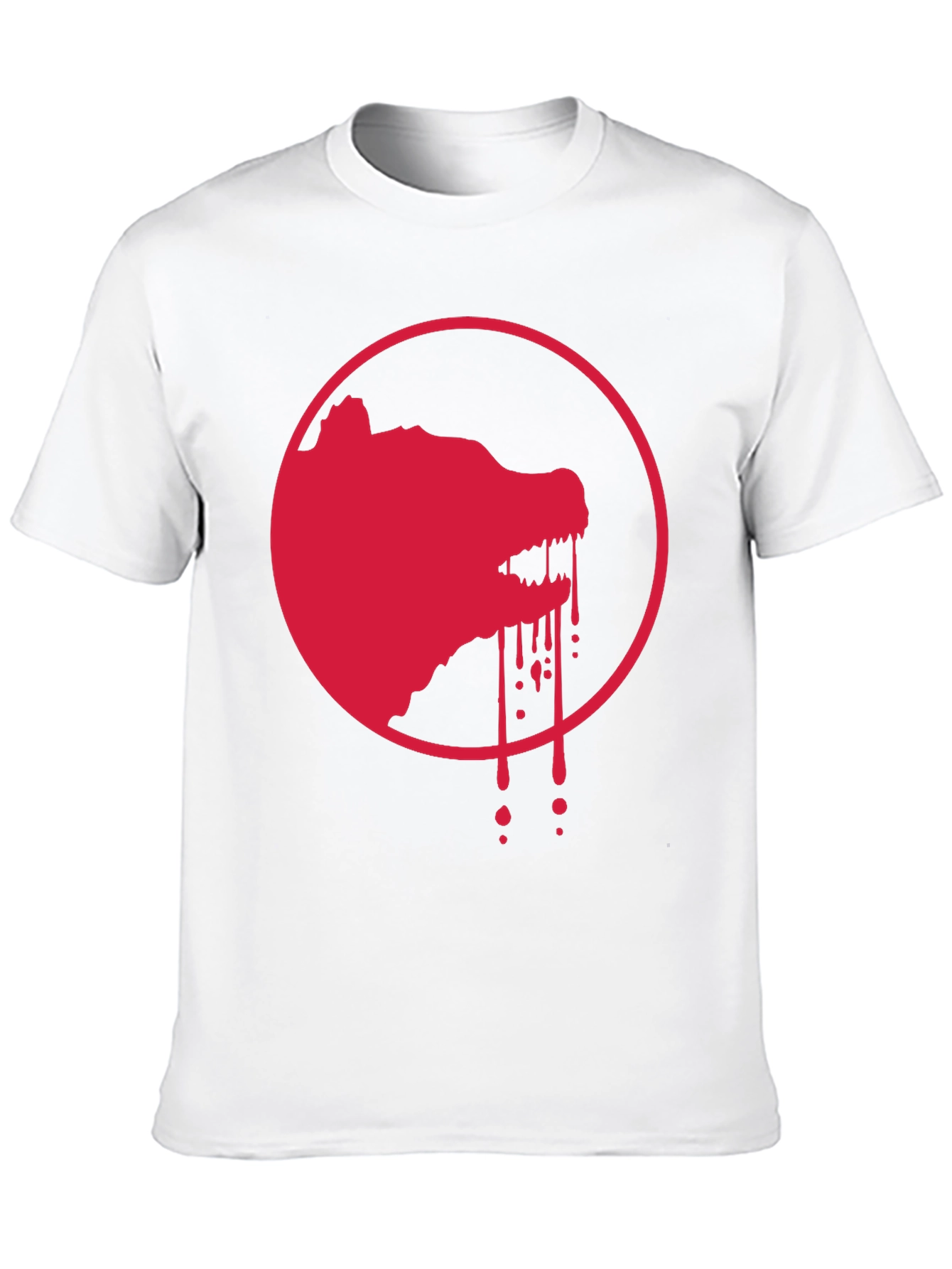 Red Wolf Graphic Print Black T-Shirt