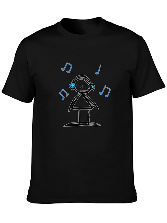Cool Graphic Tee: Stick Figure DJ with Headphones