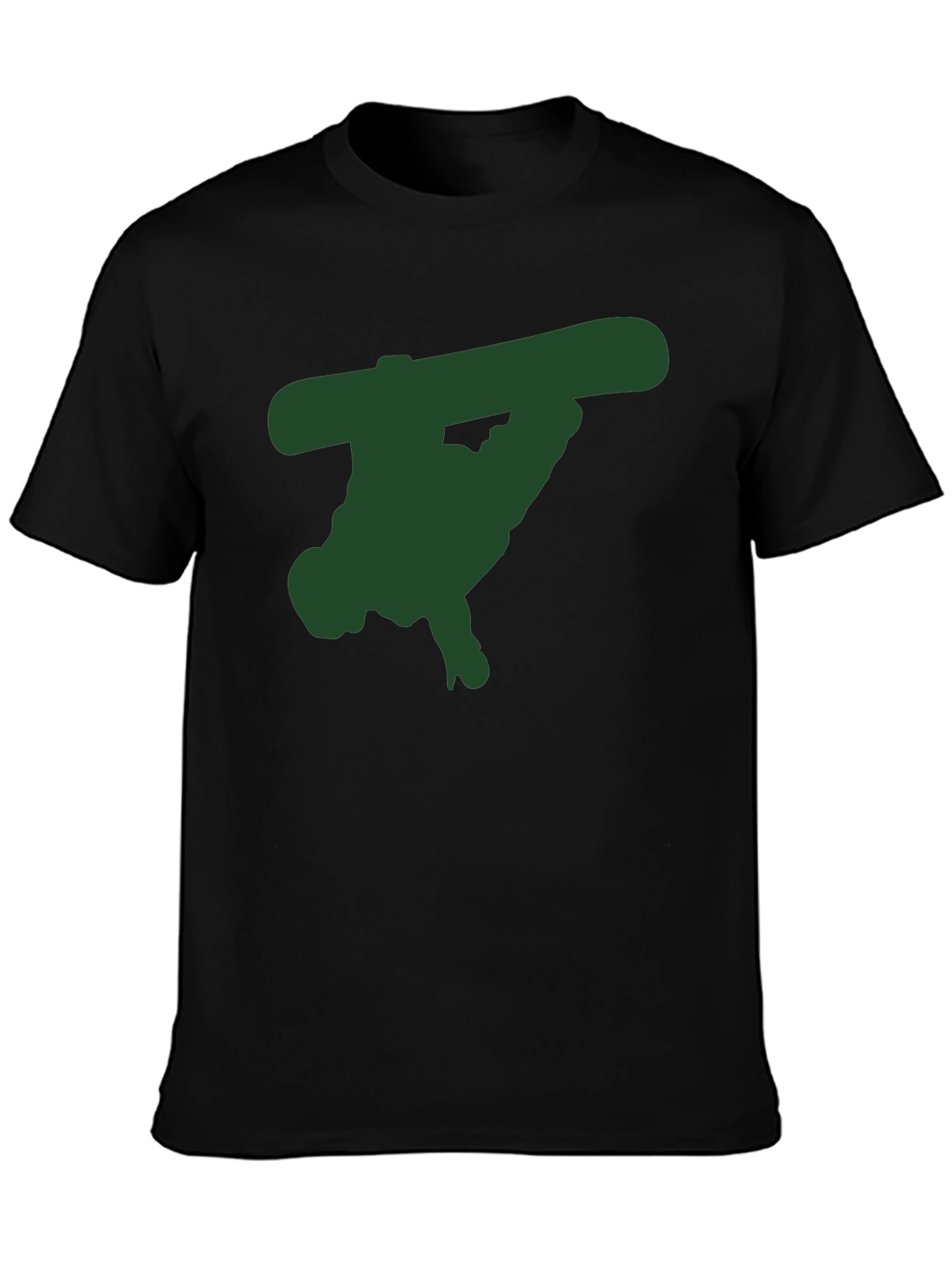 Black T-Shirt with Green Snowboarder Graphic