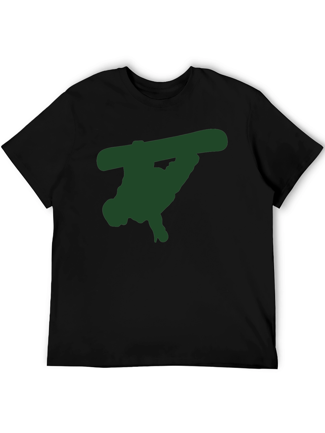 Black T-Shirt with Green Snowboarder Graphic