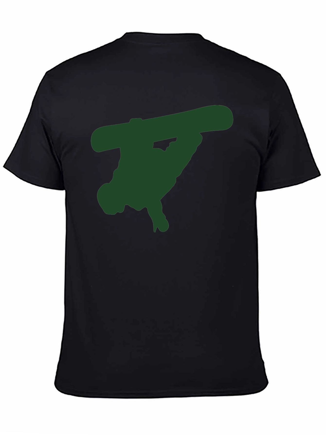 Black T-Shirt with Green Snowboarder Graphic