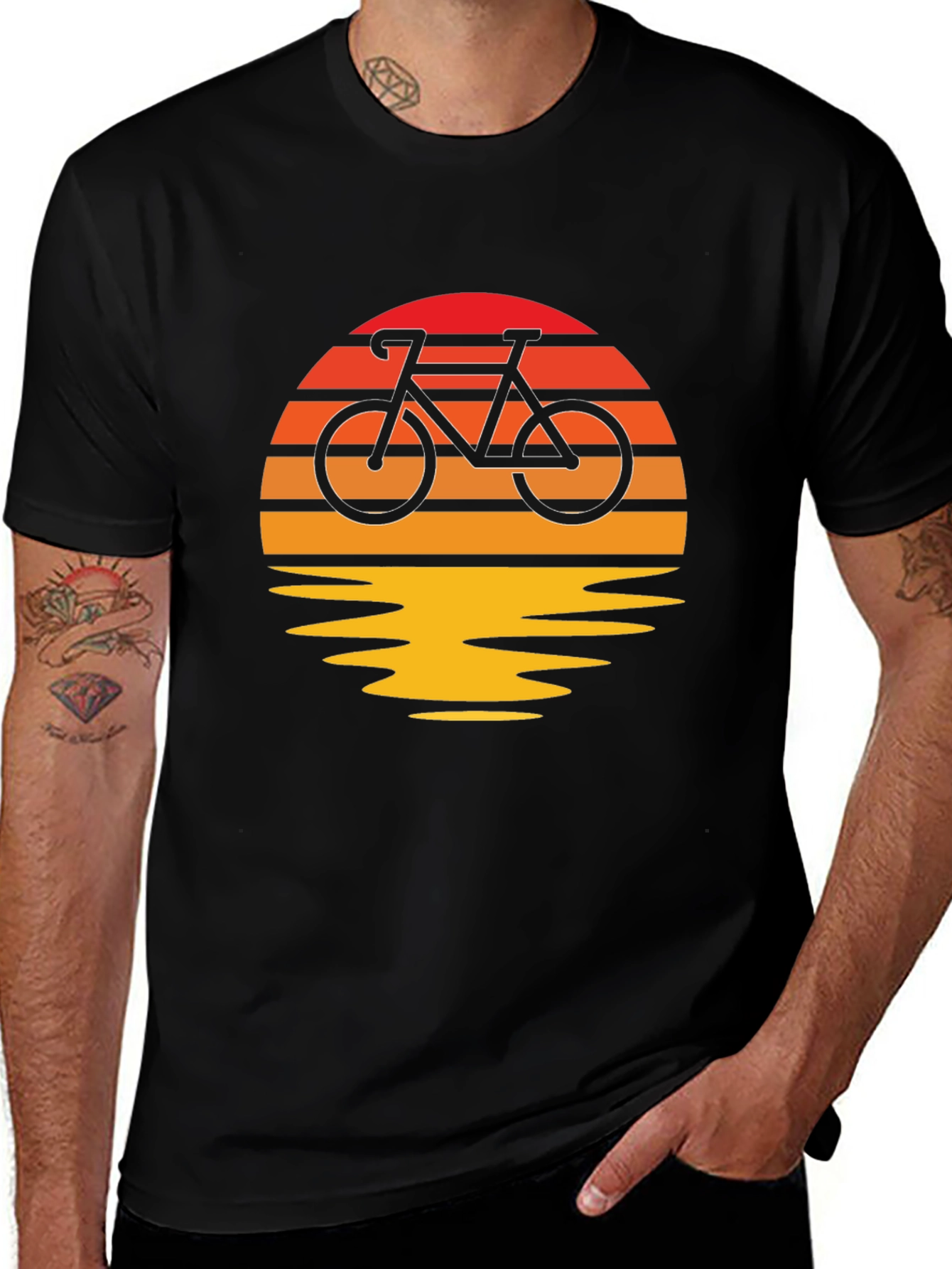 Sunset Bike Ride Graphic Tee - Retro Style