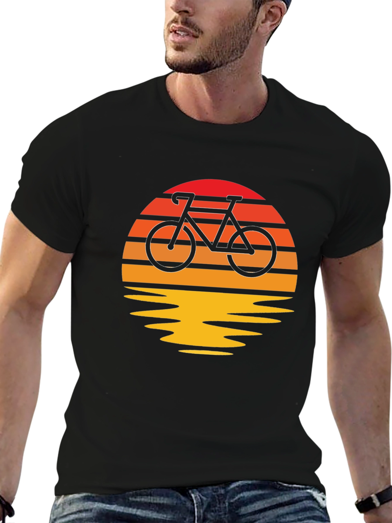 Sunset Bike Ride Graphic Tee - Retro Style