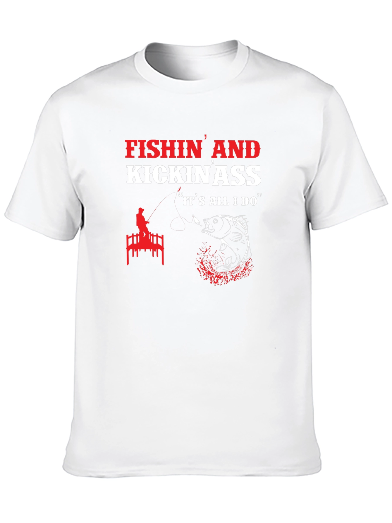 Fishin and Kickin Ass Mens Black Graphic Tee