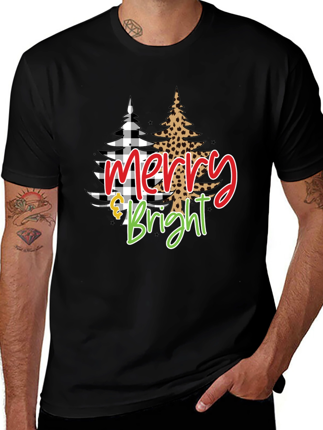 Merry & Bright Christmas Tree Graphic Tee