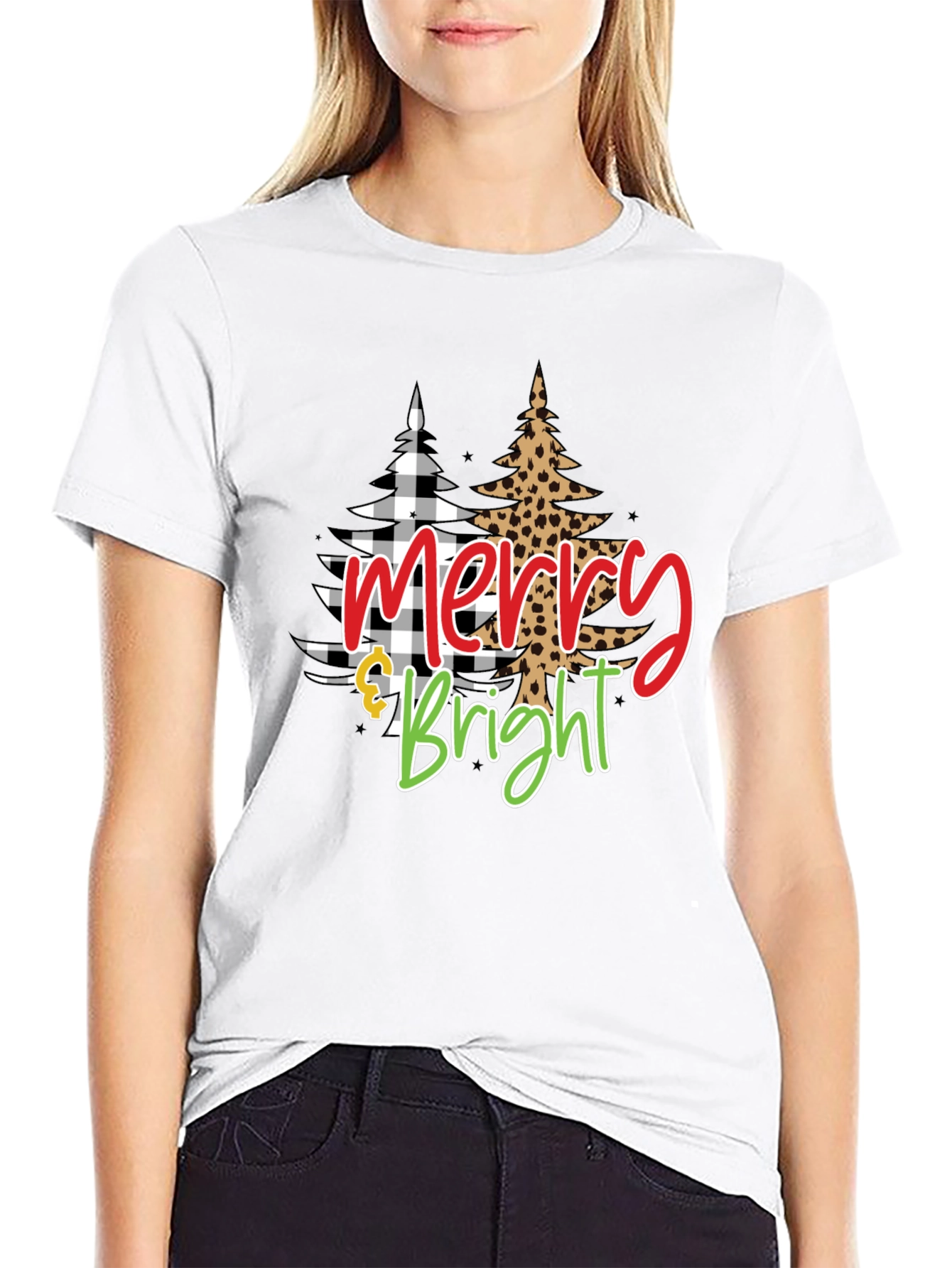 Merry & Bright Christmas Tree Graphic Tee