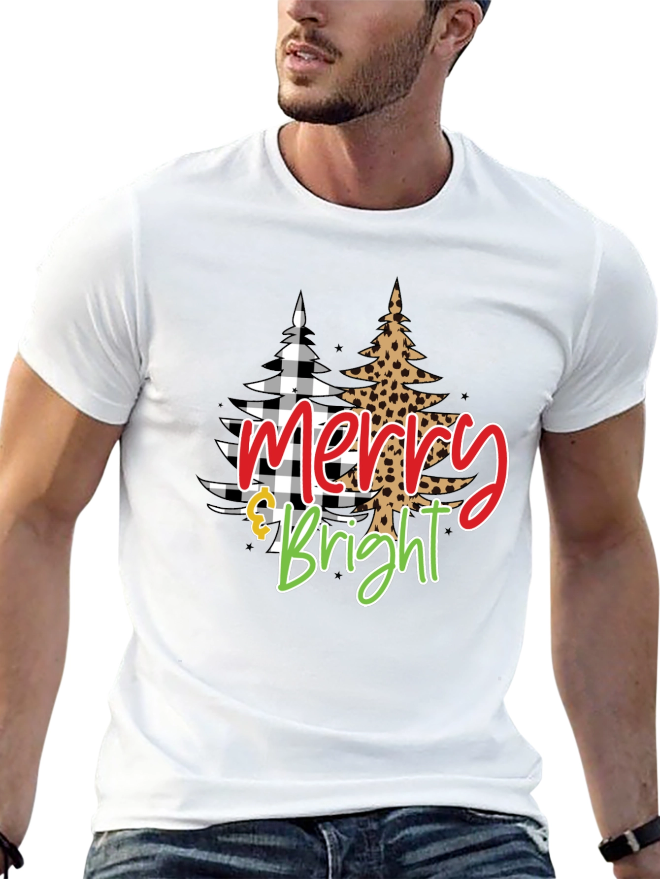 Merry & Bright Christmas Tree Graphic Tee