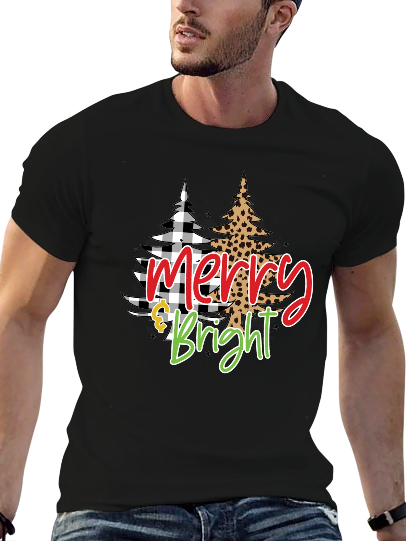 Merry & Bright Christmas Tree Graphic Tee