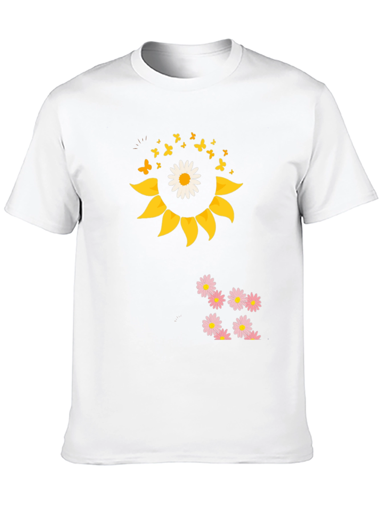 Sunflower Daisy Graphic Tee - Black Casual T-Shirt