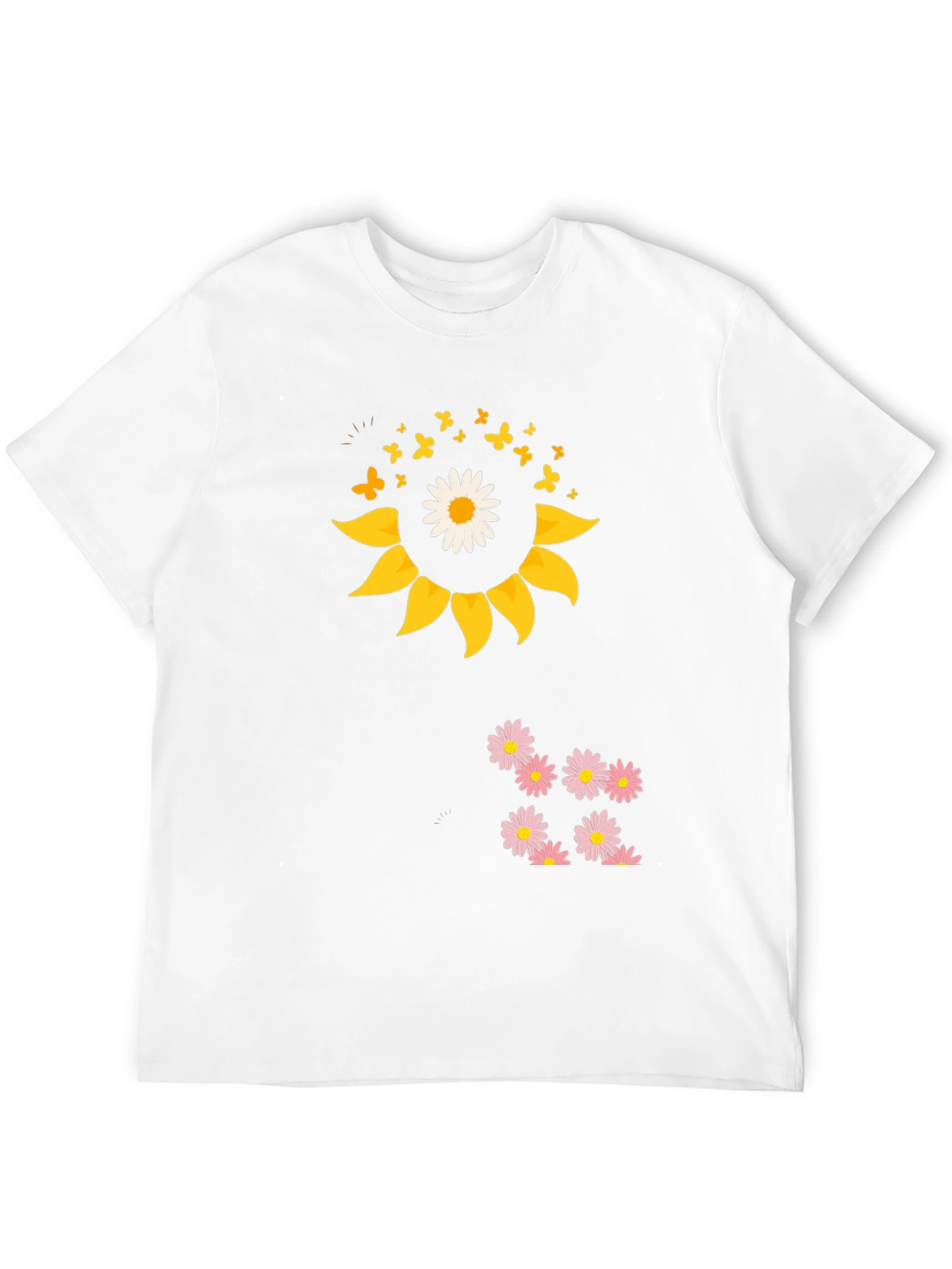 Sunflower Daisy Graphic Tee - Black Casual T-Shirt