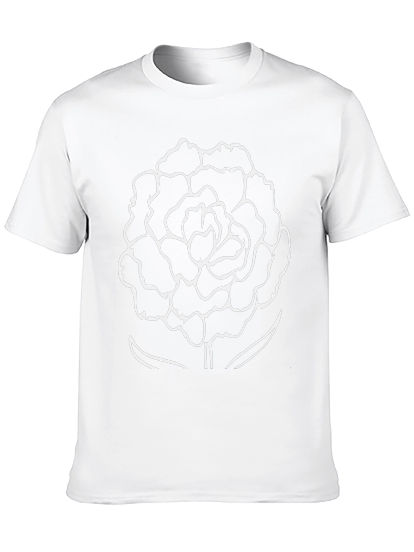 Black T-Shirt with White Flower Print