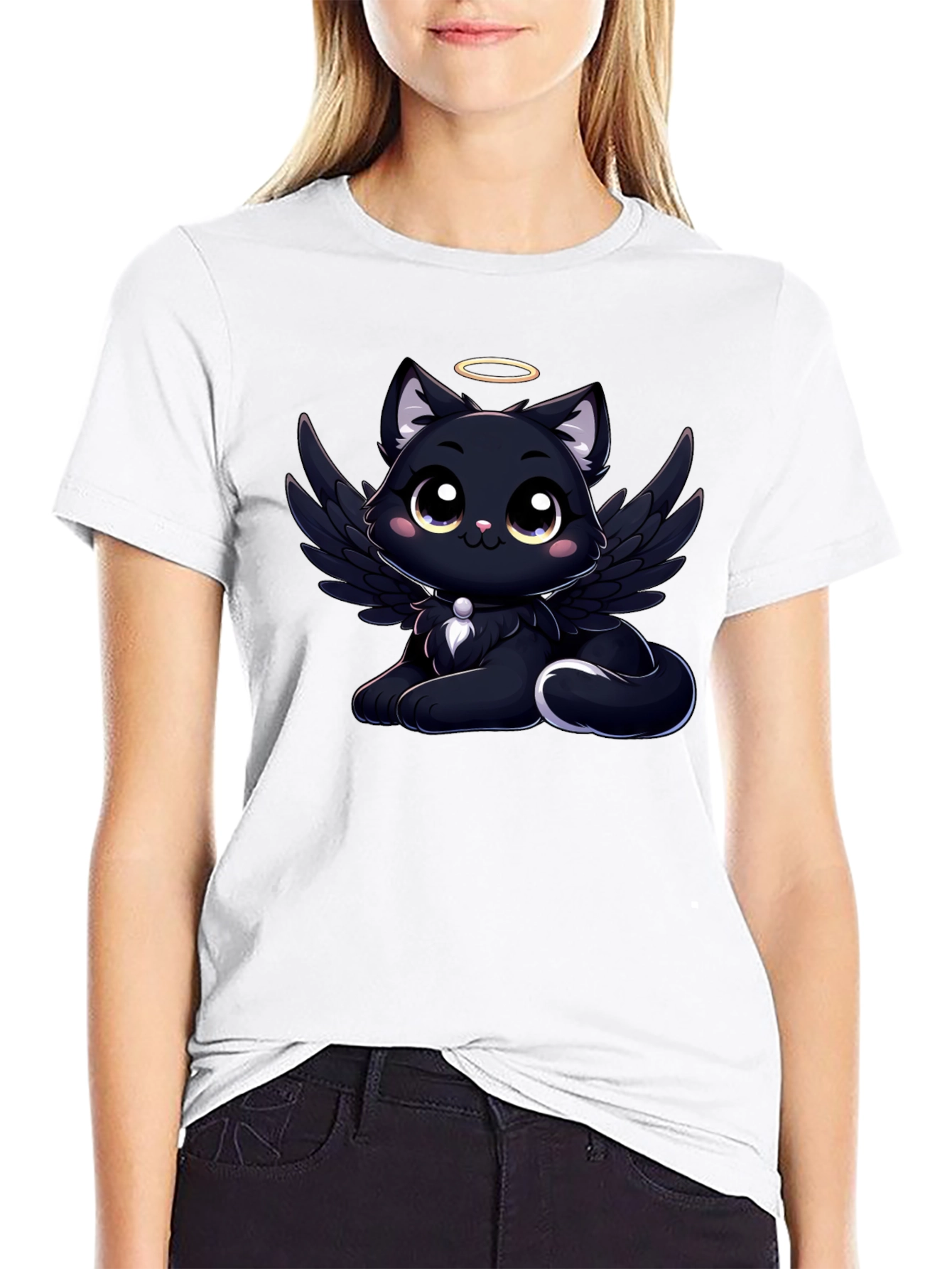 Angel Cat Graphic T-Shirt - Soft Cotton Tee