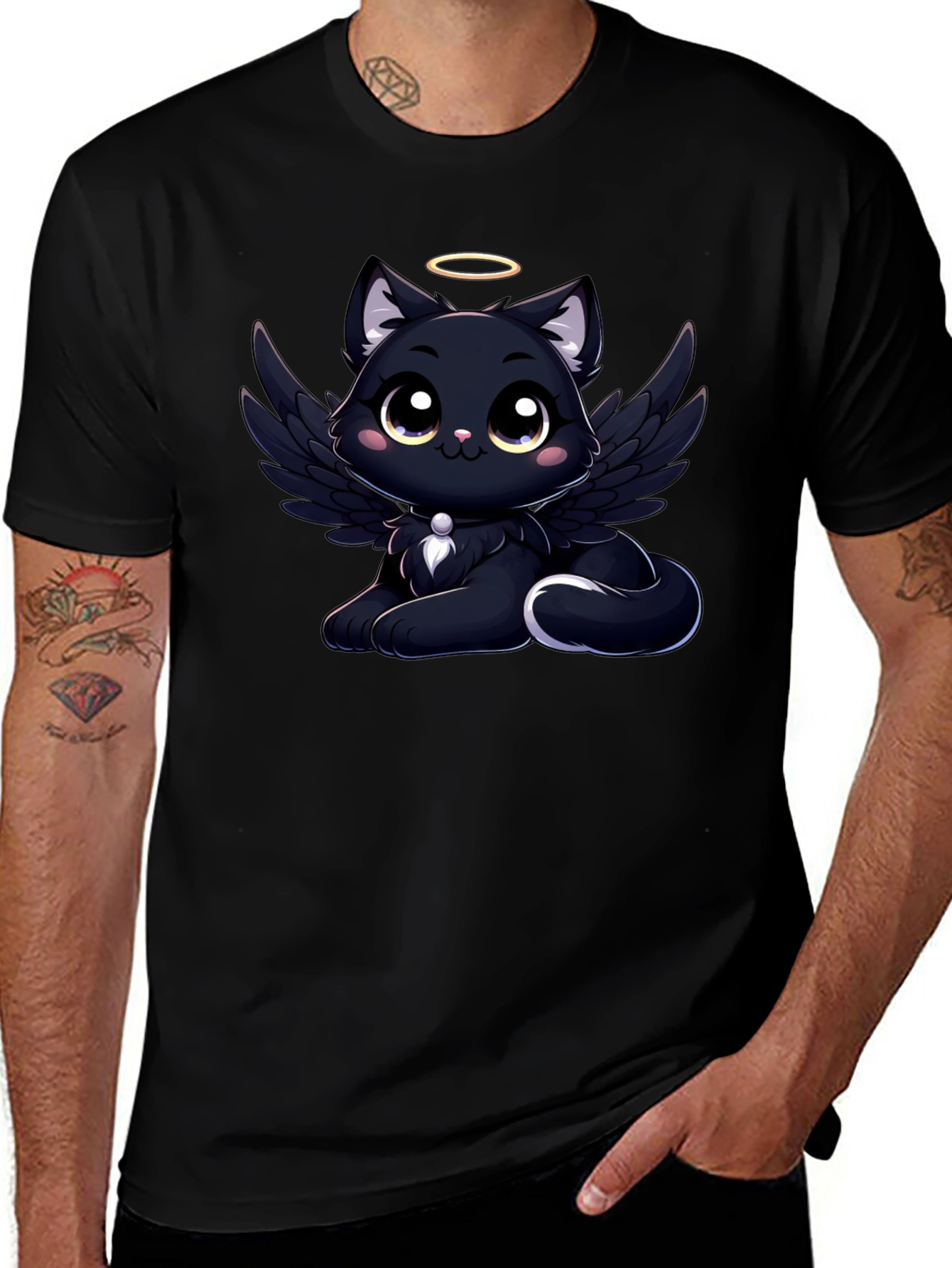 Angel Cat Graphic T-Shirt - Soft Cotton Tee