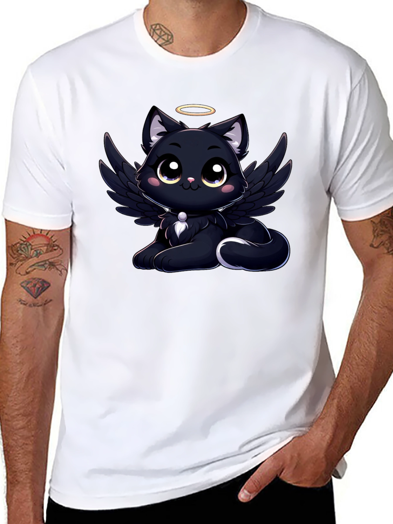Angel Cat Graphic T-Shirt - Soft Cotton Tee