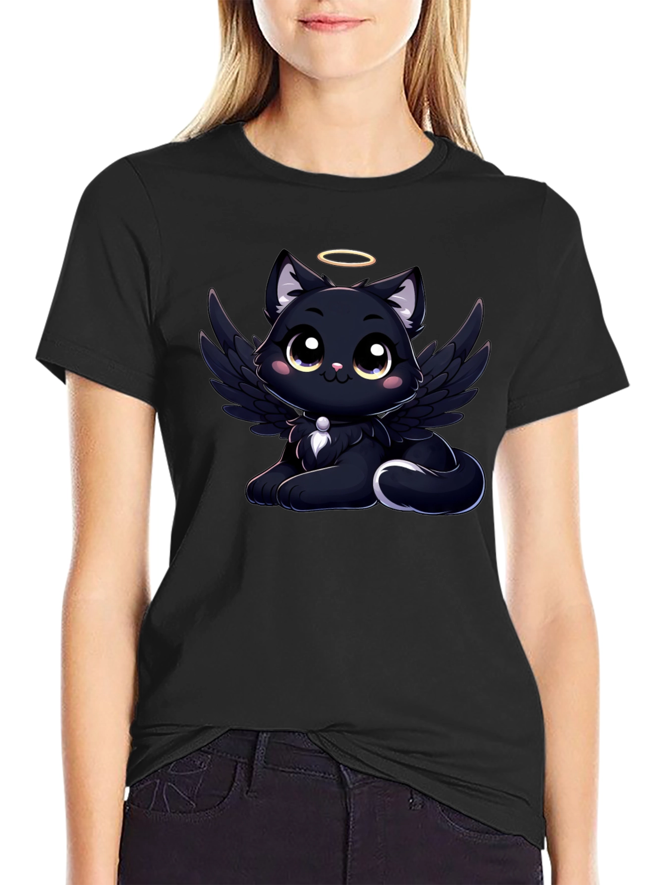 Angel Cat Graphic T-Shirt - Soft Cotton Tee
