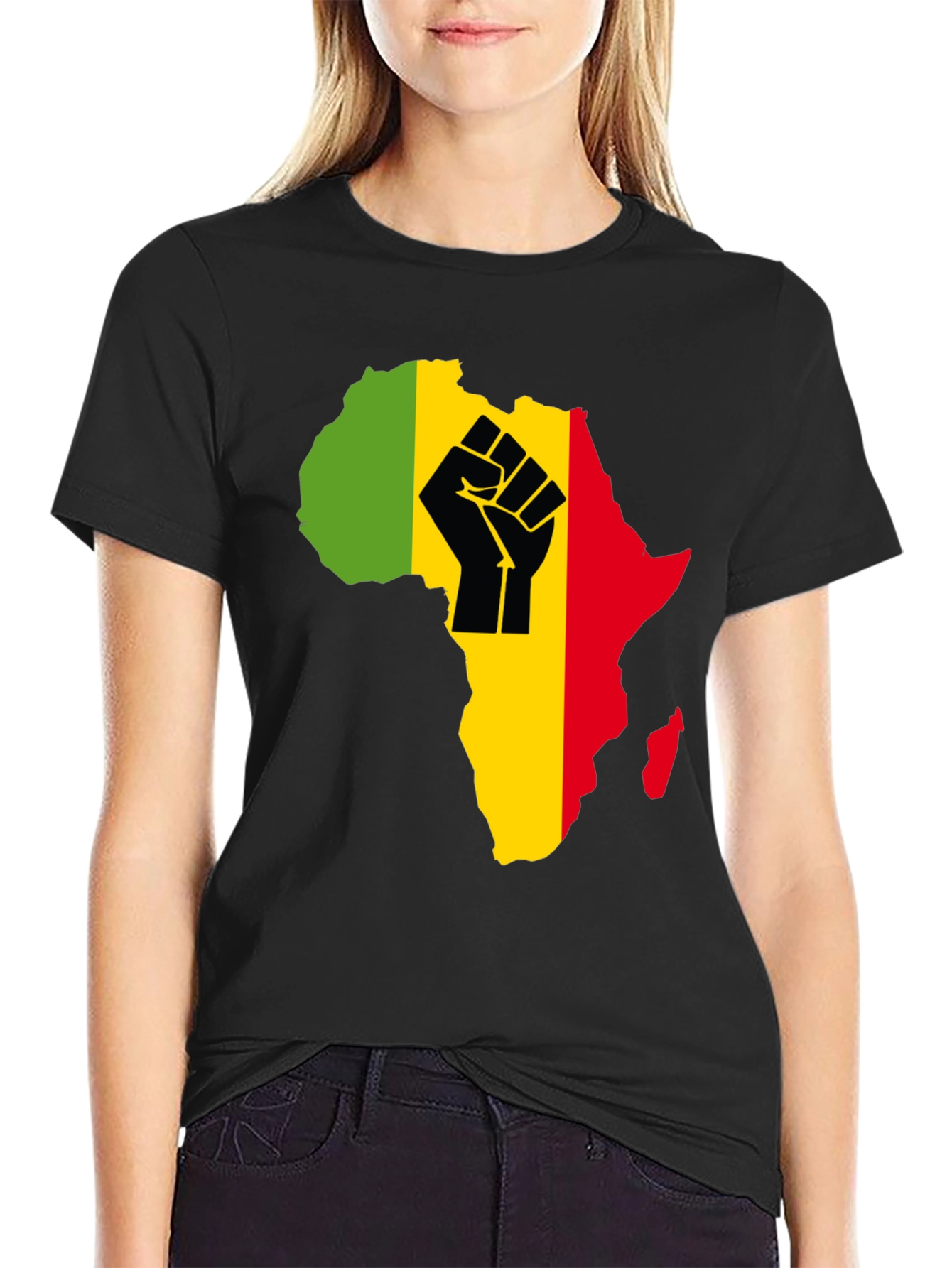 African Continent Fist T-Shirt - Black Power Pride