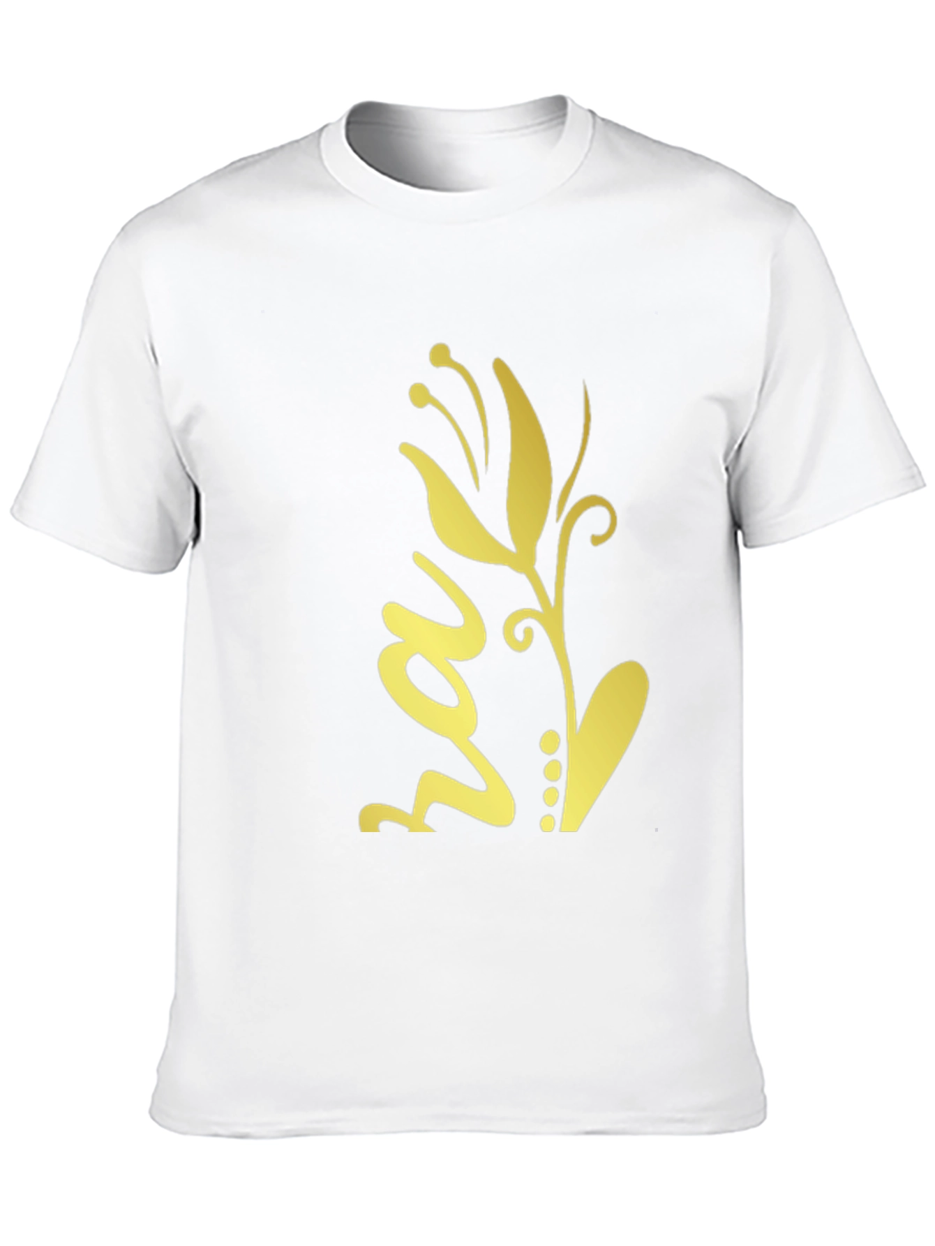 Black T-Shirt with Gold Floral Design