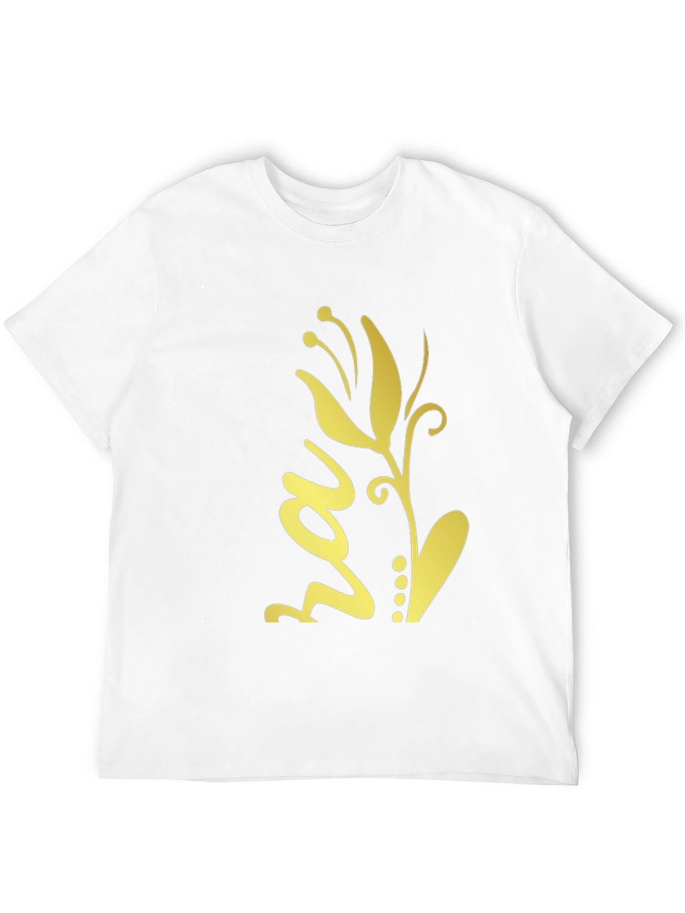 Black T-Shirt with Gold Floral Design