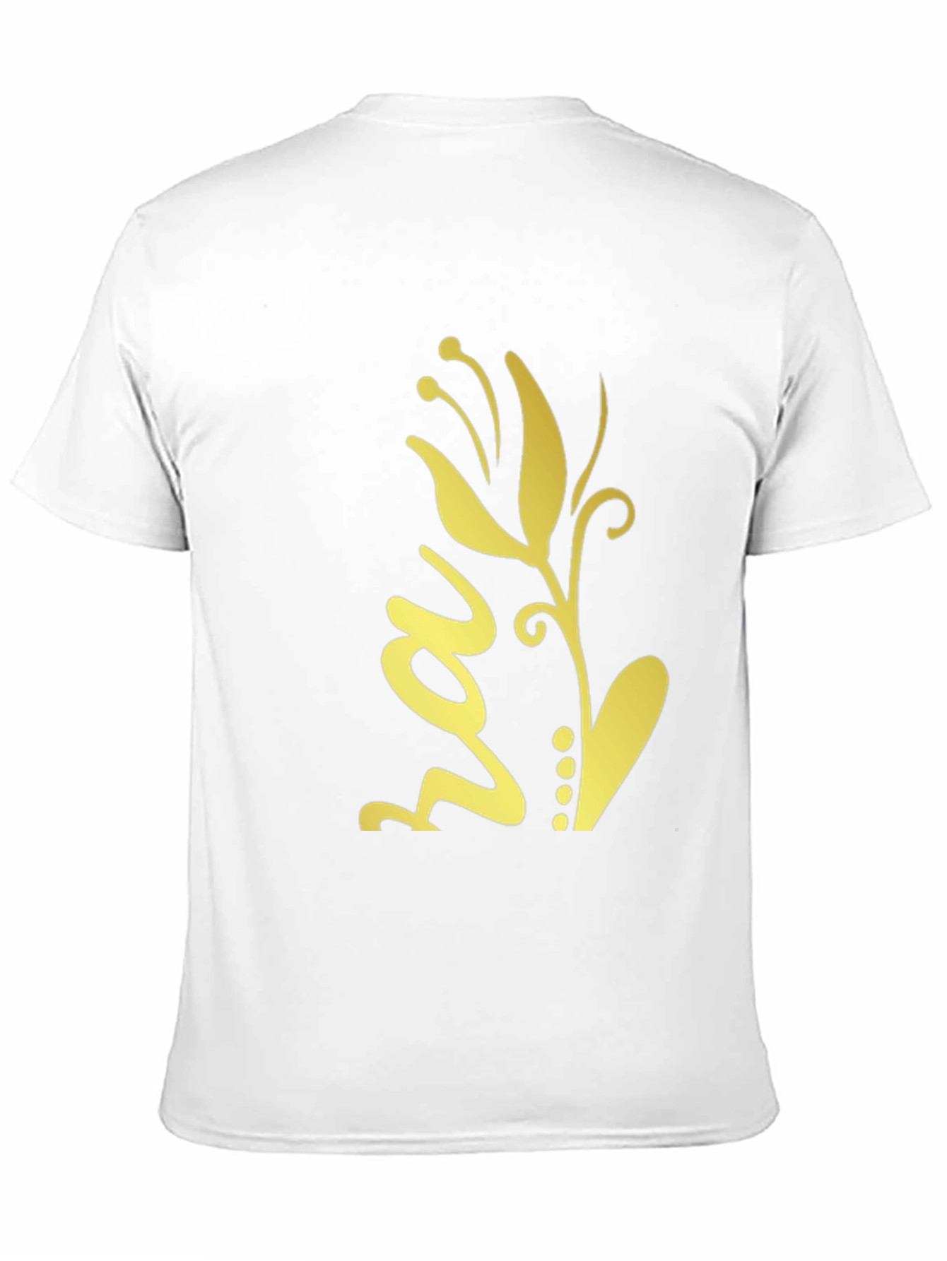 Black T-Shirt with Gold Floral Design