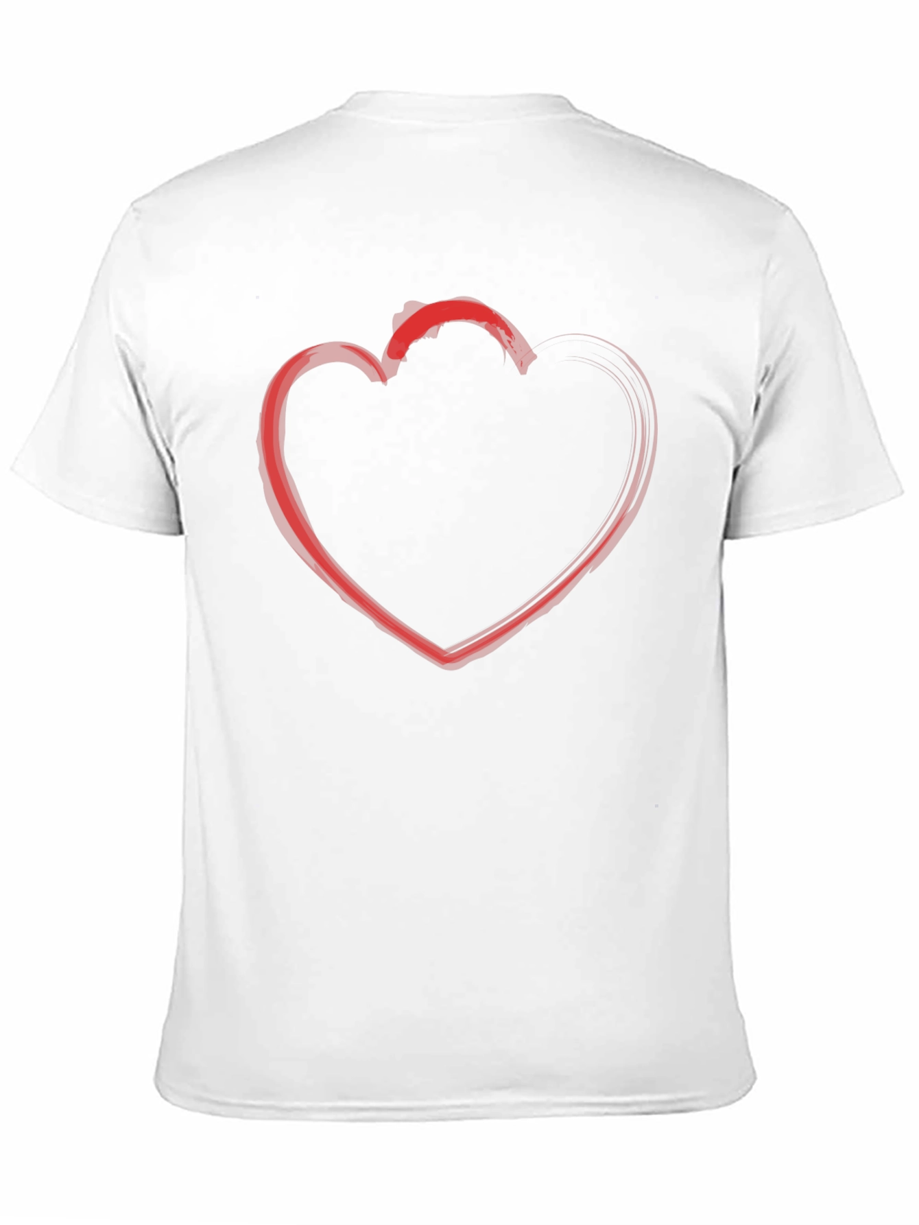 Red Heart Outline Black T-Shirt