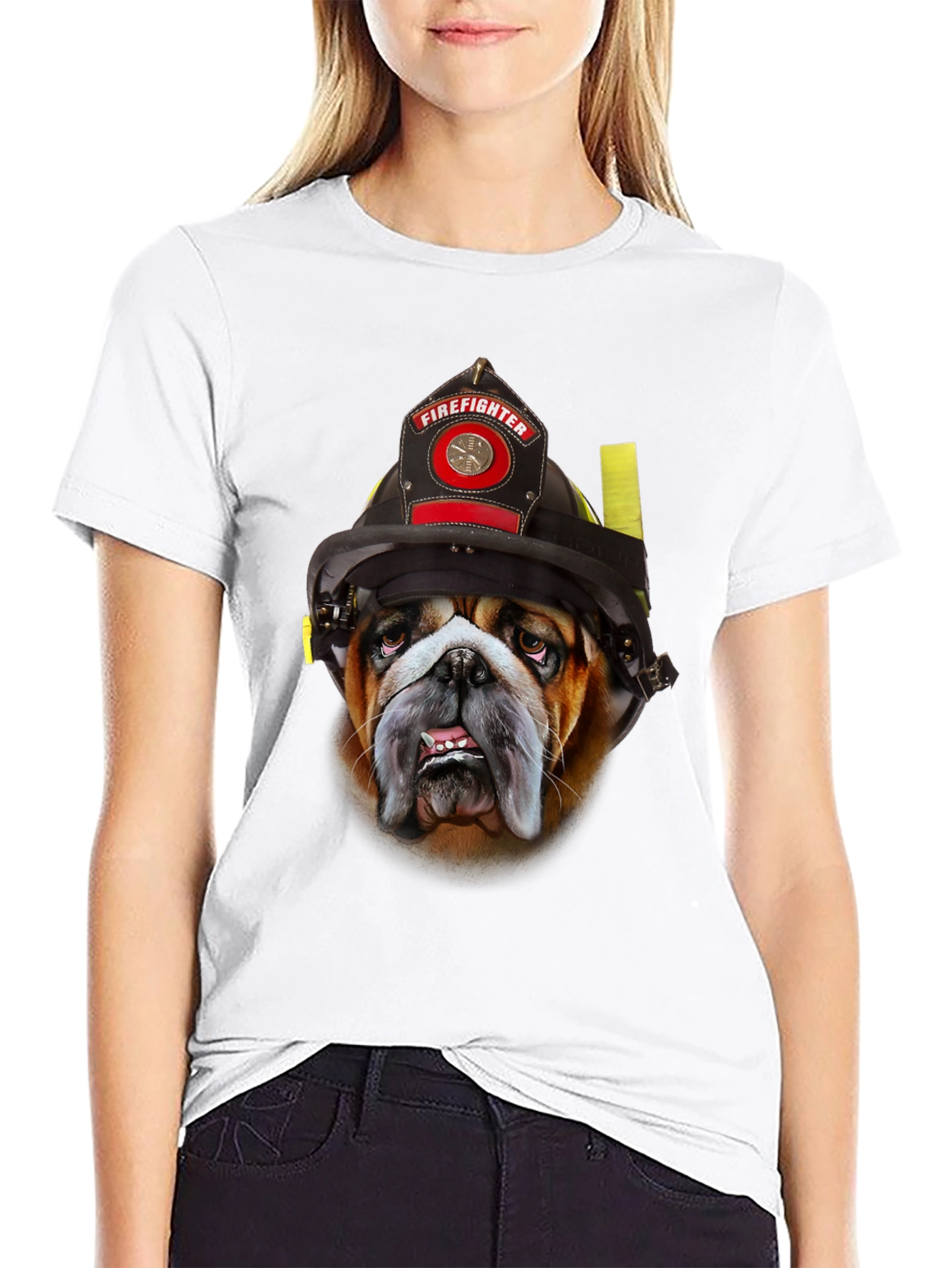 Firefighter Bulldog Graphic T-Shirt